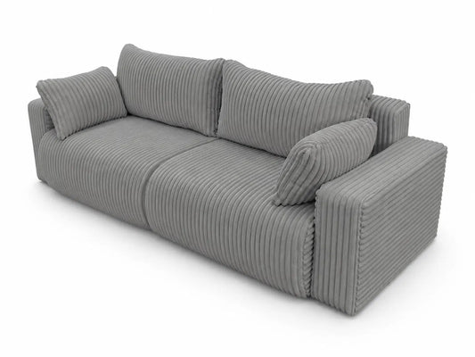 Sofa Lumo 3-osobowa wolnostojąca, gruby sztruks, pojemnik, funkcja spania