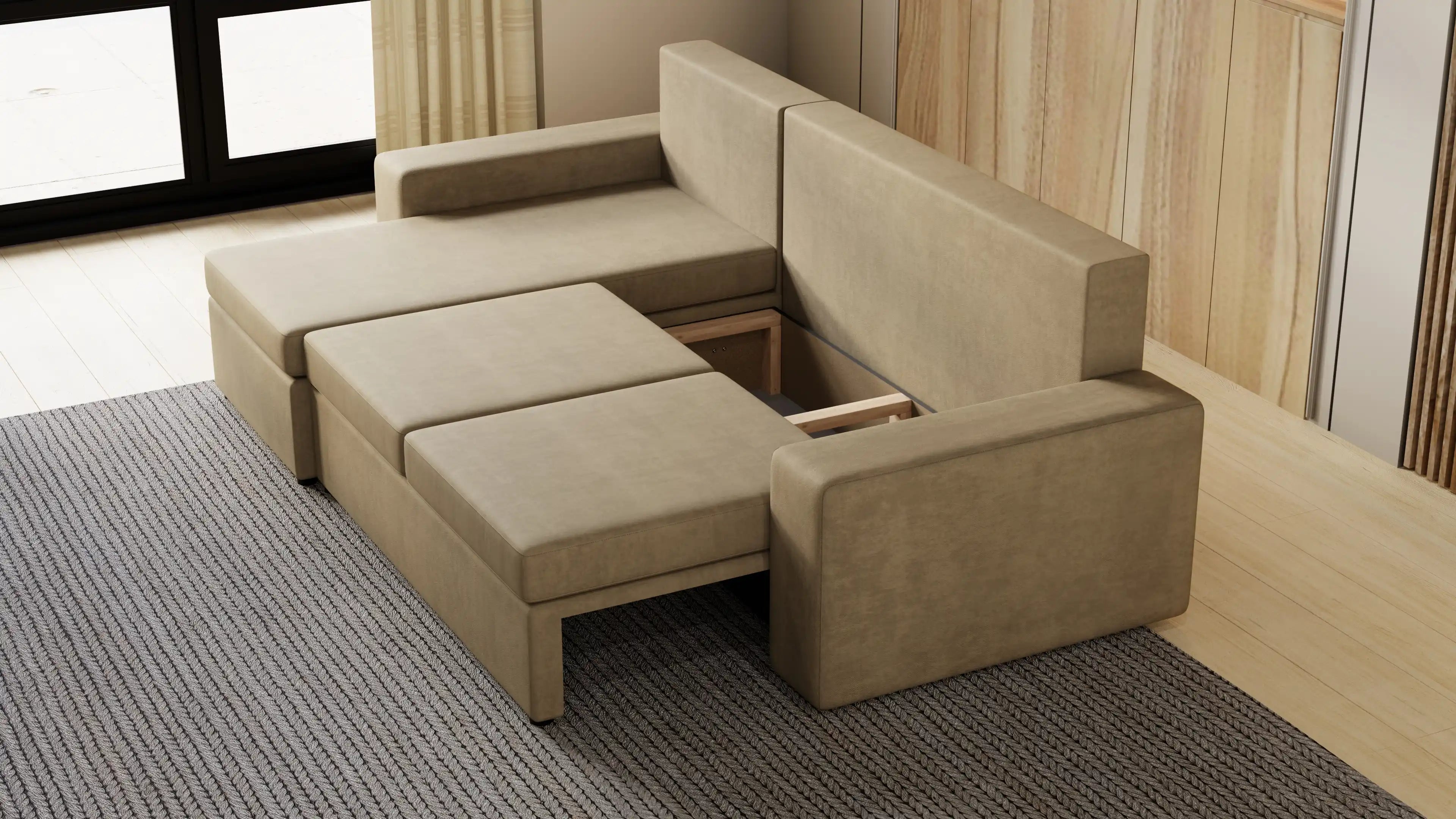 Kubo narożnik do salonu – rozkładany, z pojemnikiem