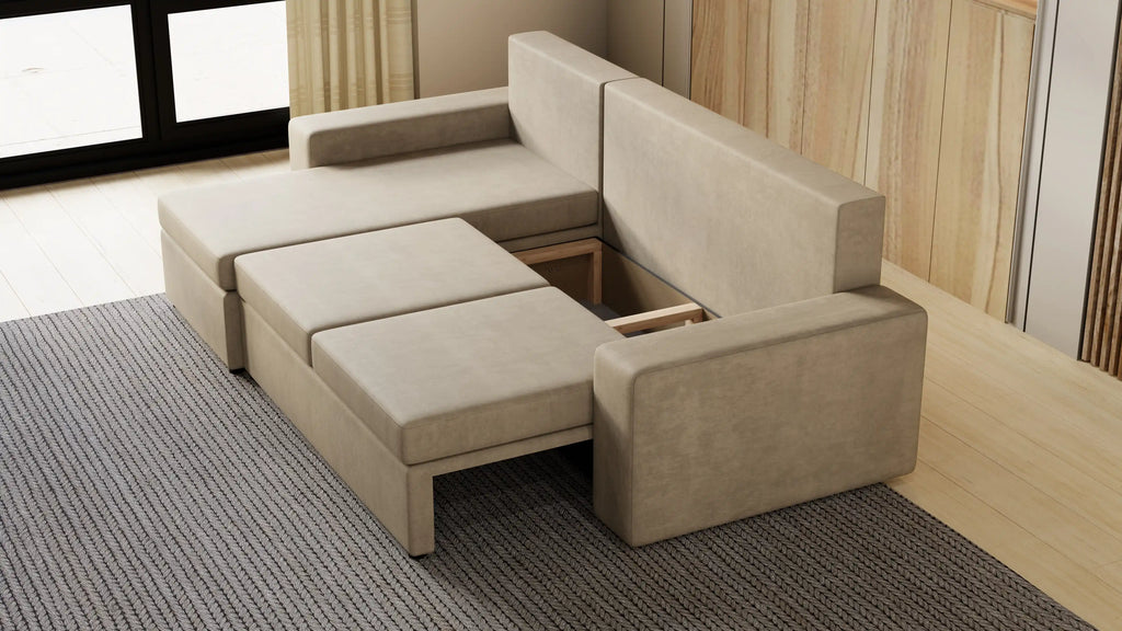 Kubo narożnik do salonu – rozkładany, z pojemnikiem