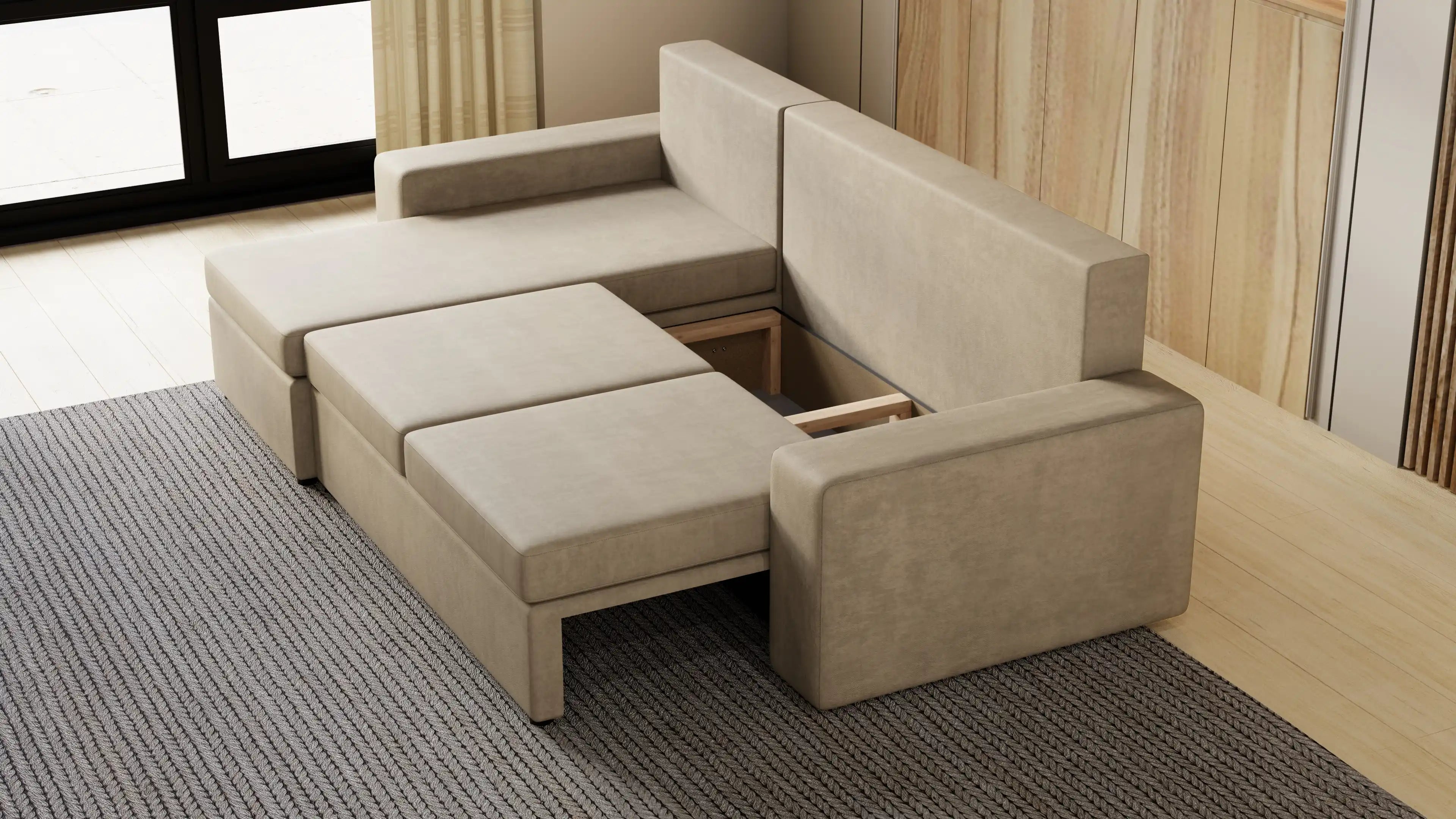 Kubo narożnik do salonu – rozkładany, z pojemnikiem