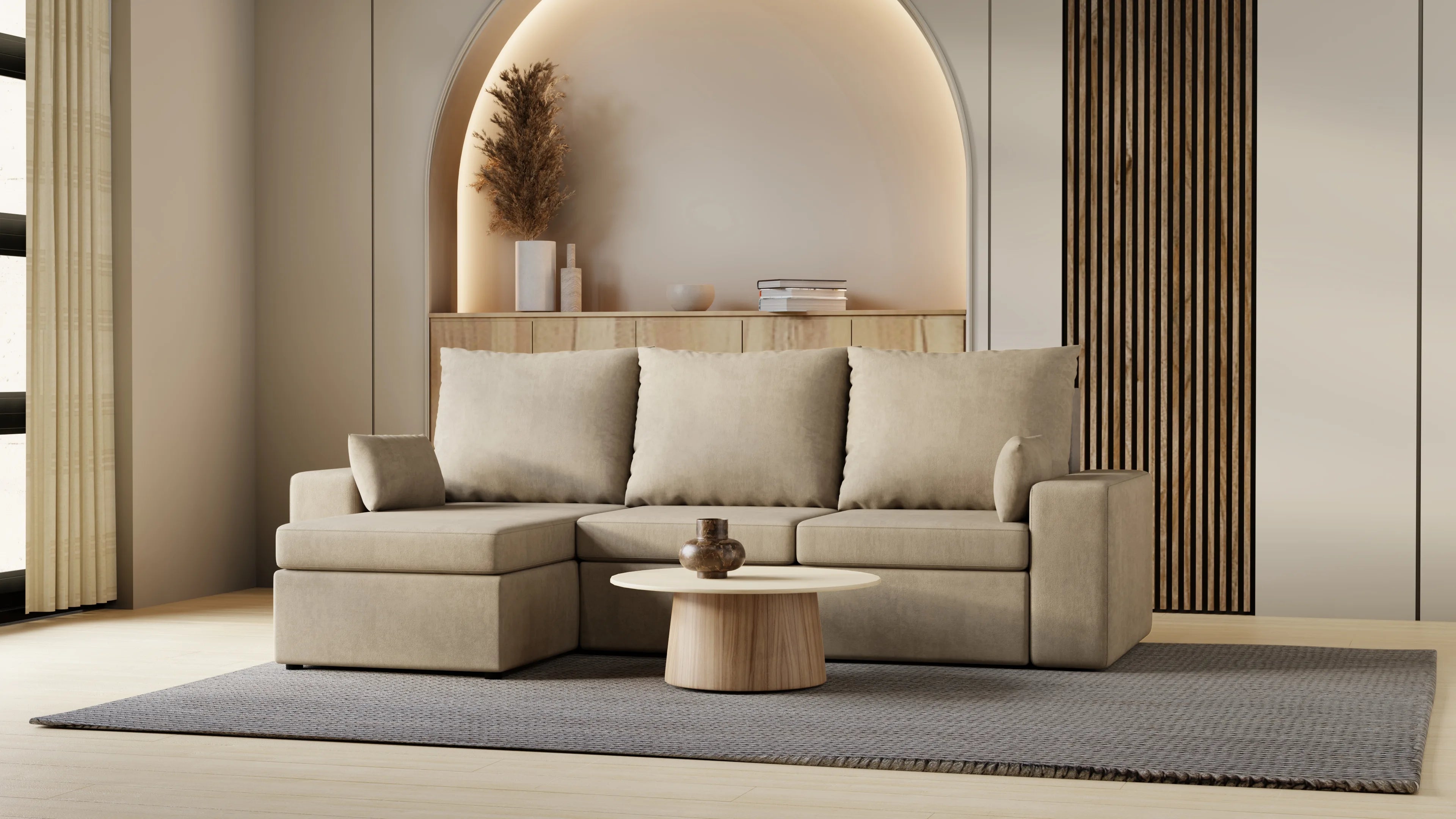 Kubo narożnik do salonu – rozkładany, z pojemnikiem