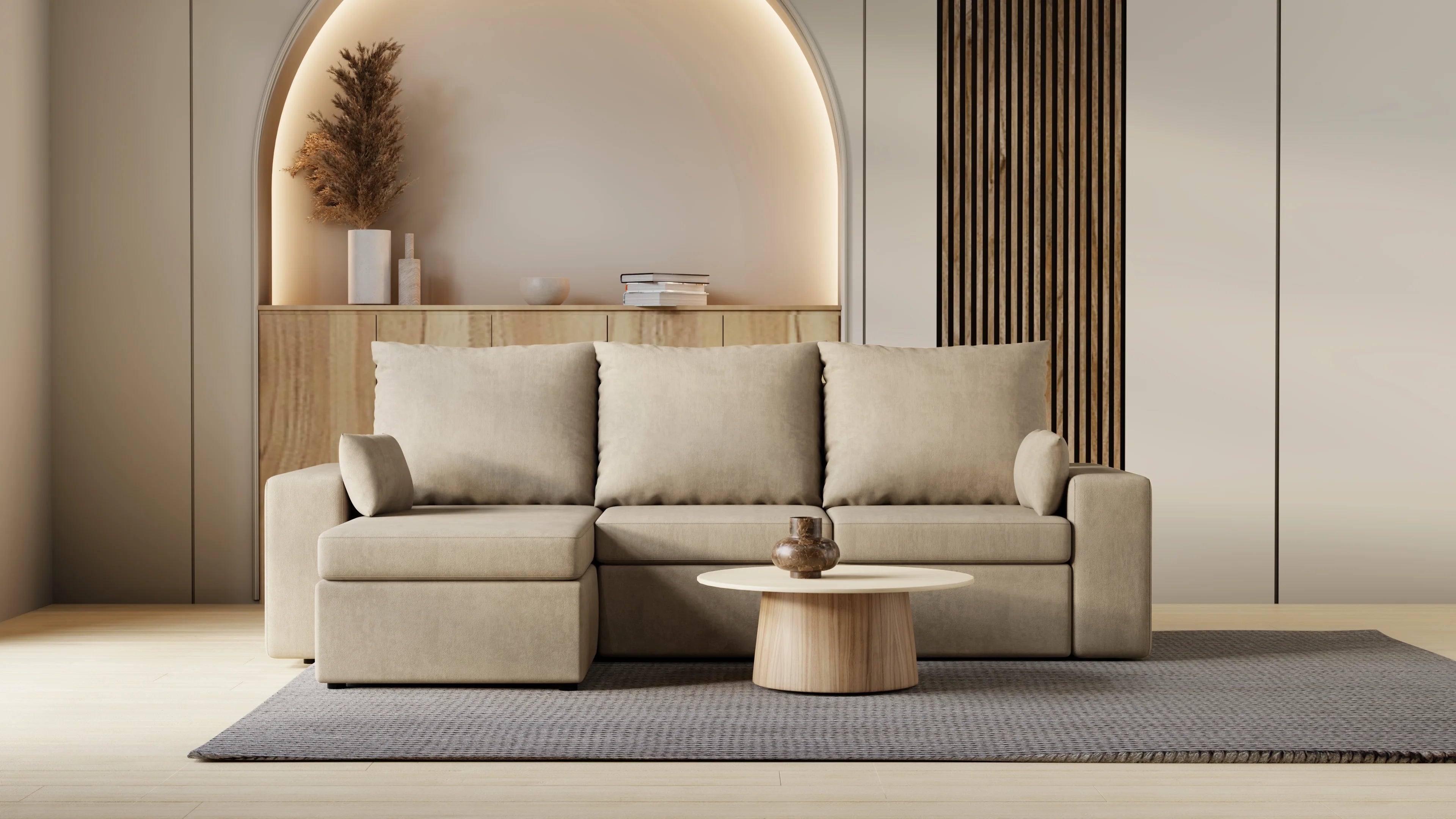 Kubo narożnik do salonu – rozkładany, z pojemnikiem