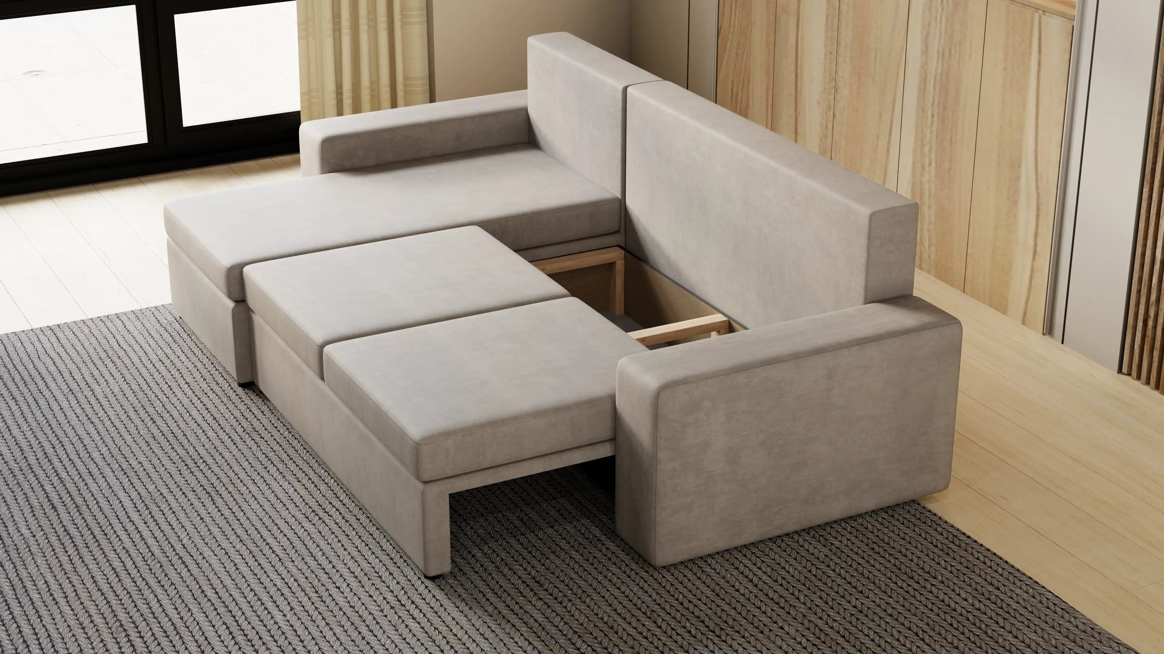 Kubo narożnik do salonu – rozkładany, z pojemnikiem