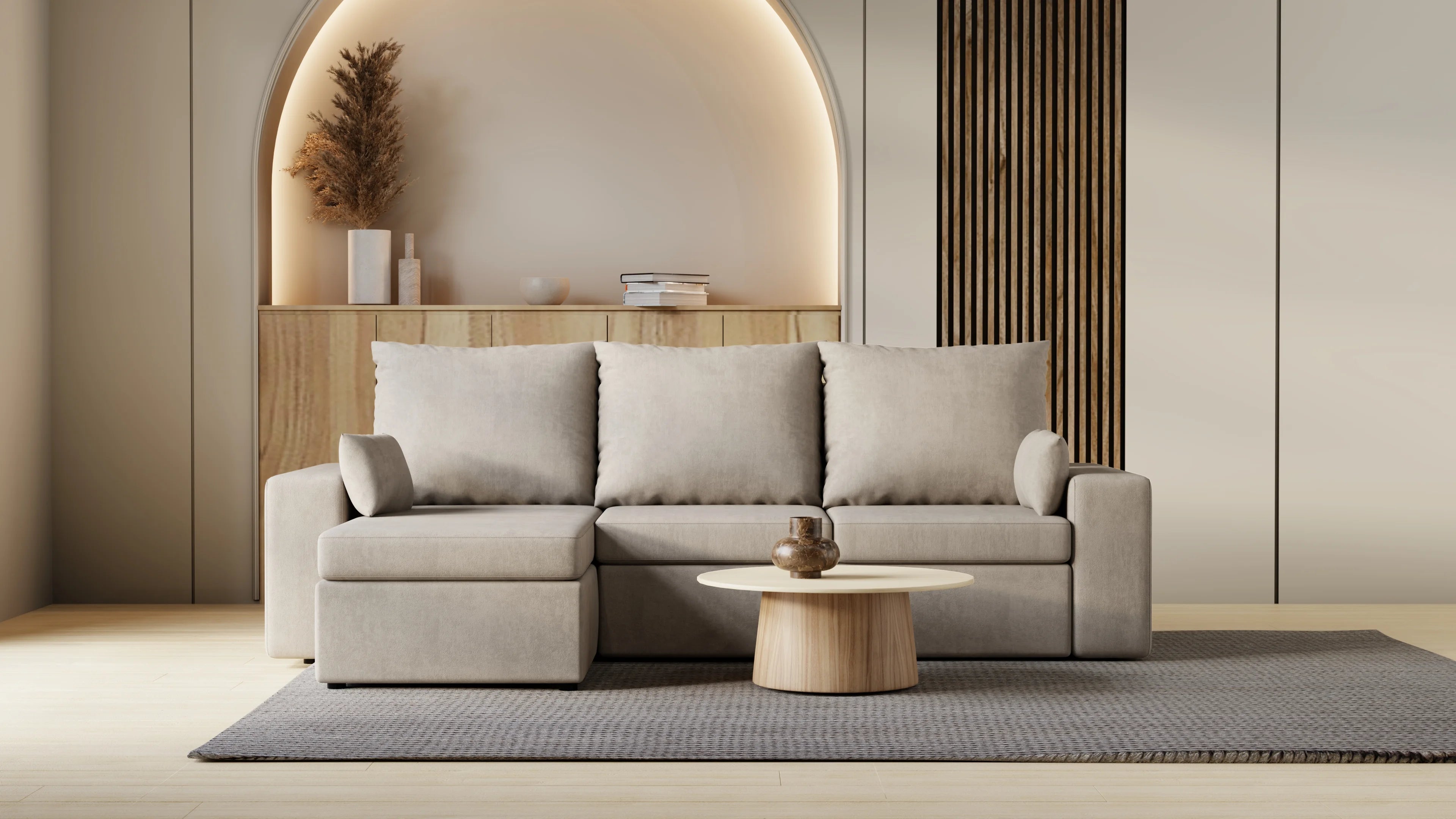 Kubo narożnik do salonu – rozkładany, z pojemnikiem