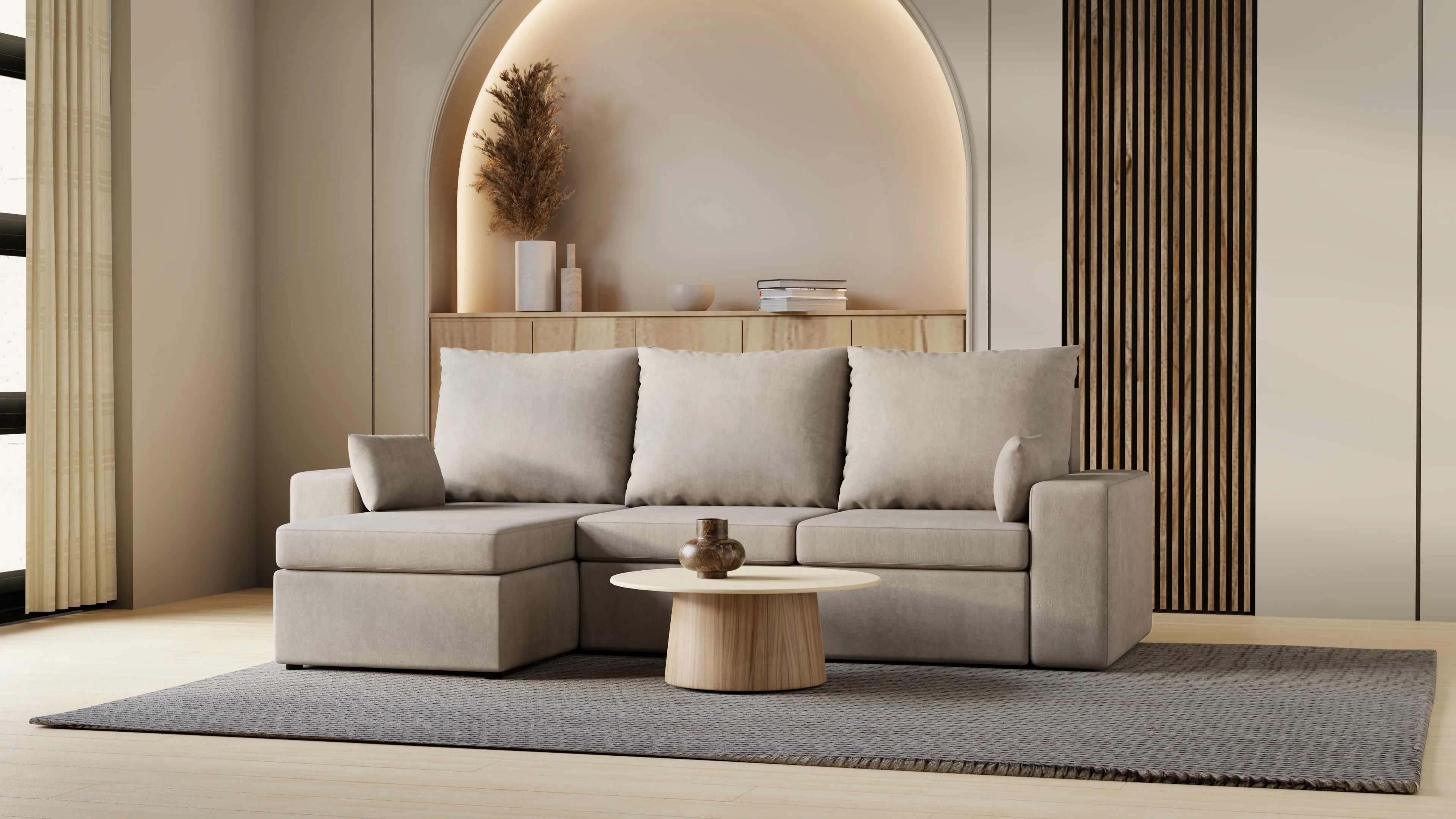 Kubo narożnik do salonu – rozkładany, z pojemnikiem