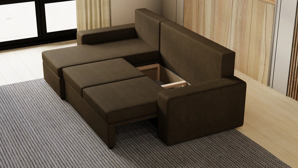 Kubo narożnik do salonu – rozkładany, z pojemnikiem