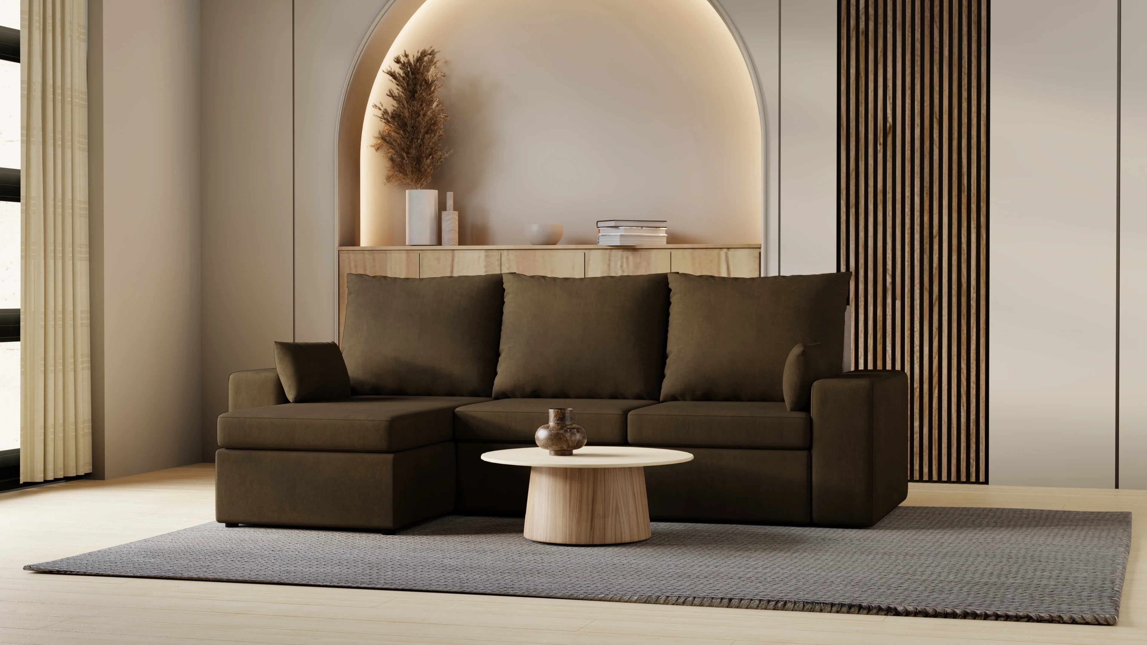 Kubo narożnik do salonu – rozkładany, z pojemnikiem