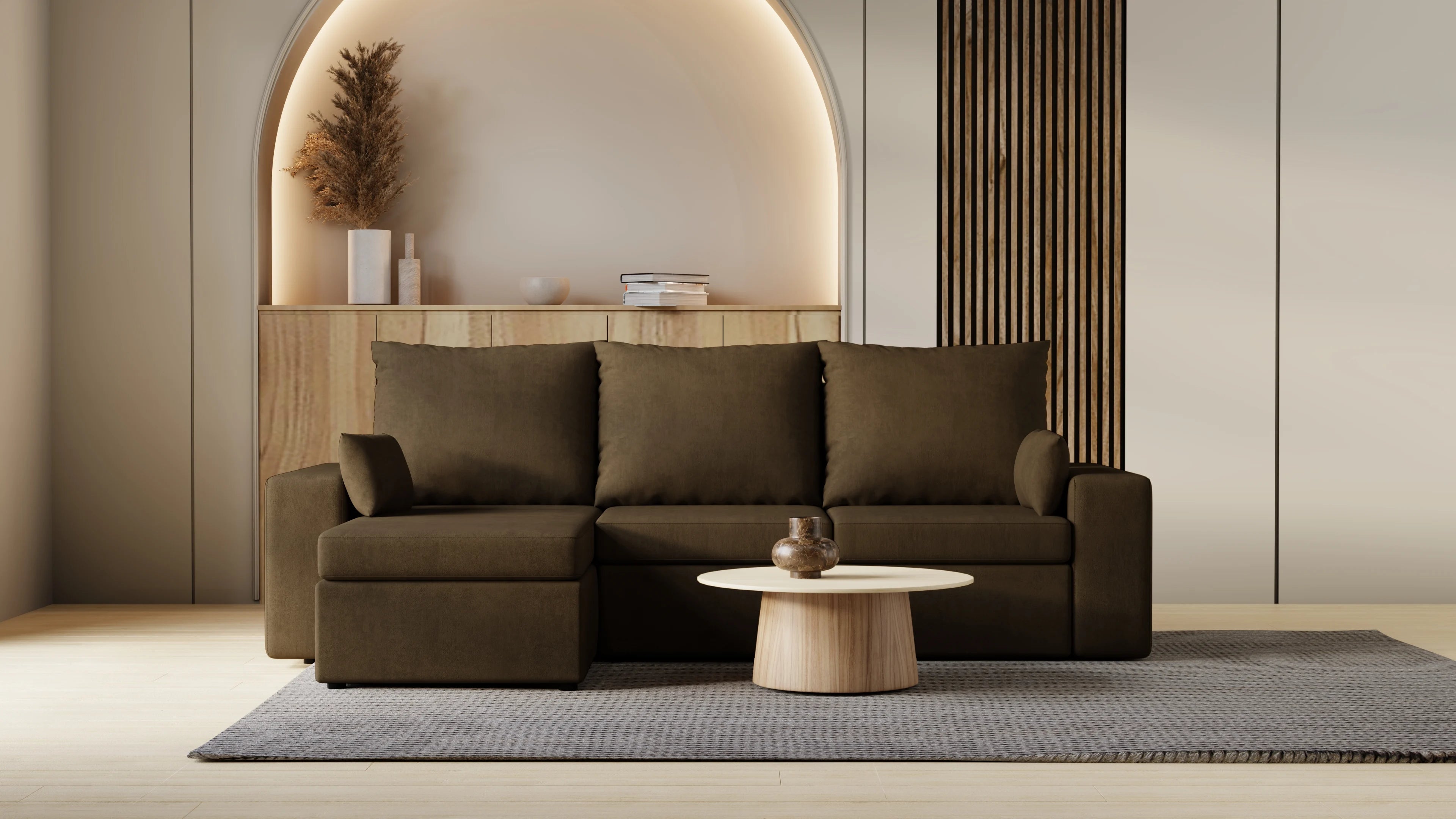 Kubo narożnik do salonu – rozkładany, z pojemnikiem