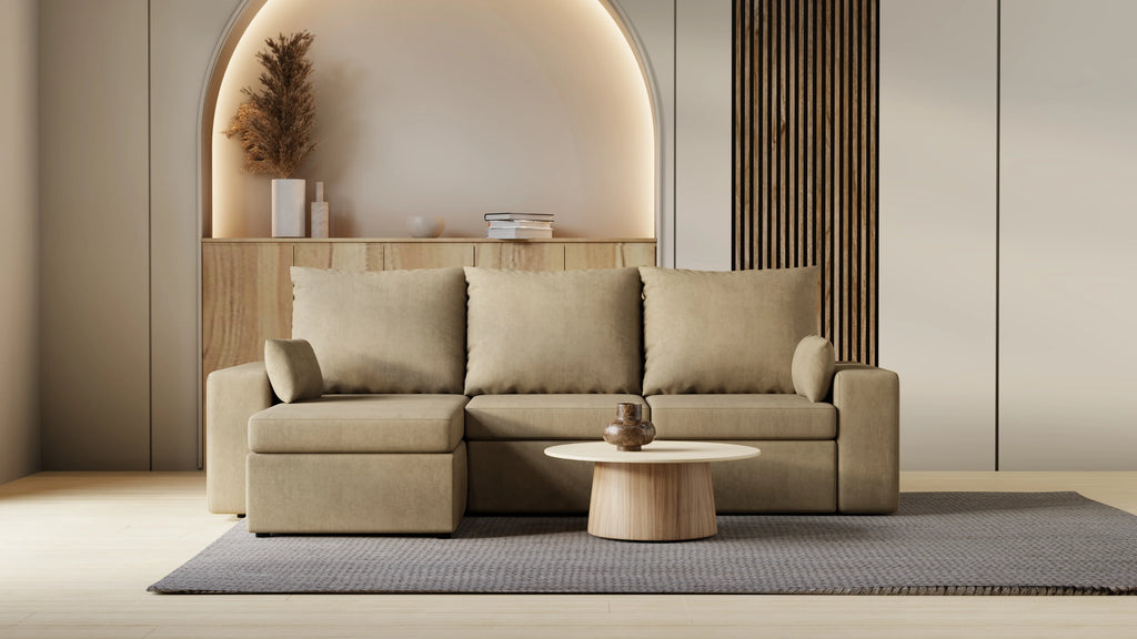 Kubo narożnik do salonu – rozkładany, z pojemnikiem