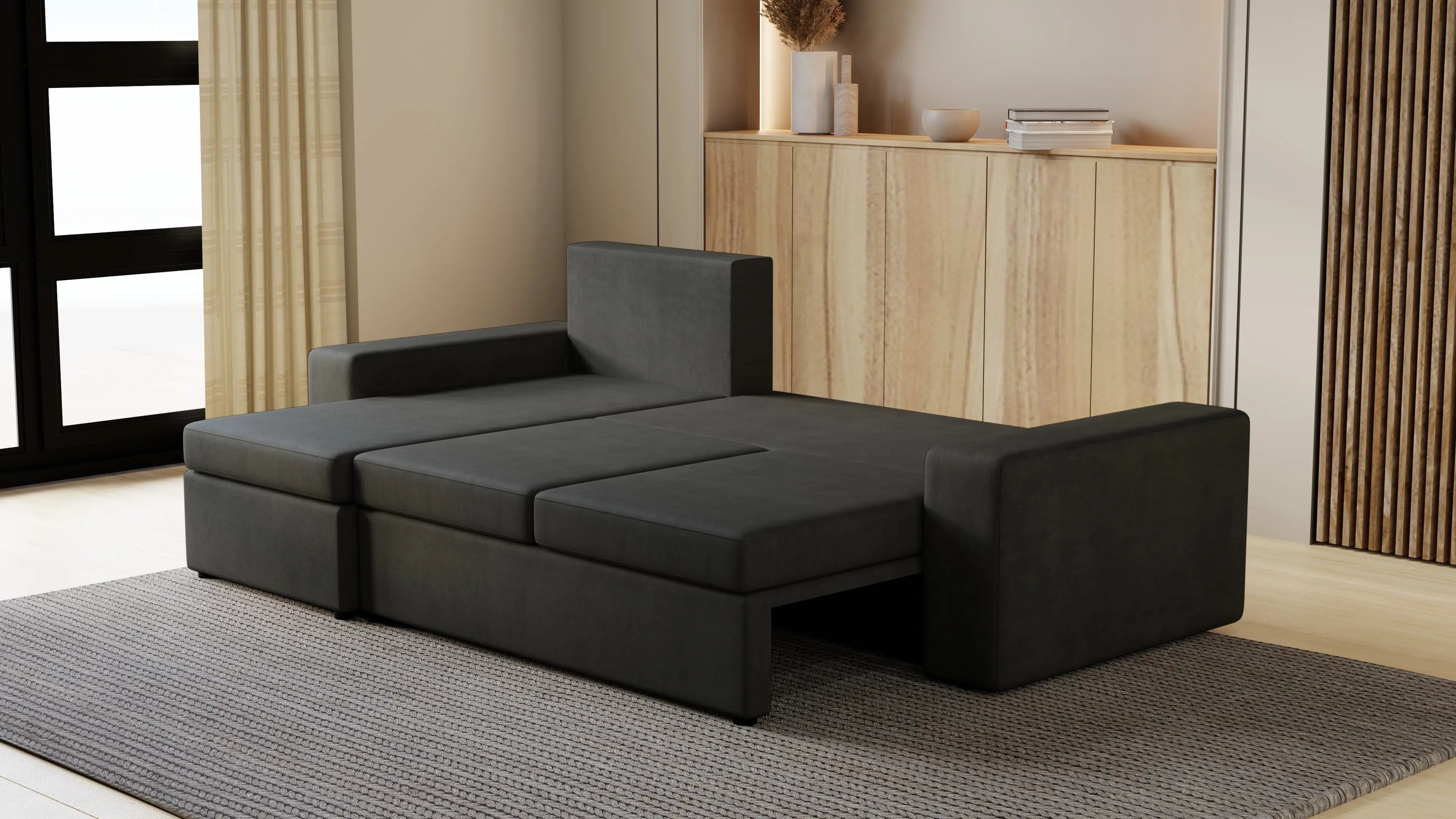 Kubo narożnik do salonu – rozkładany, z pojemnikiem