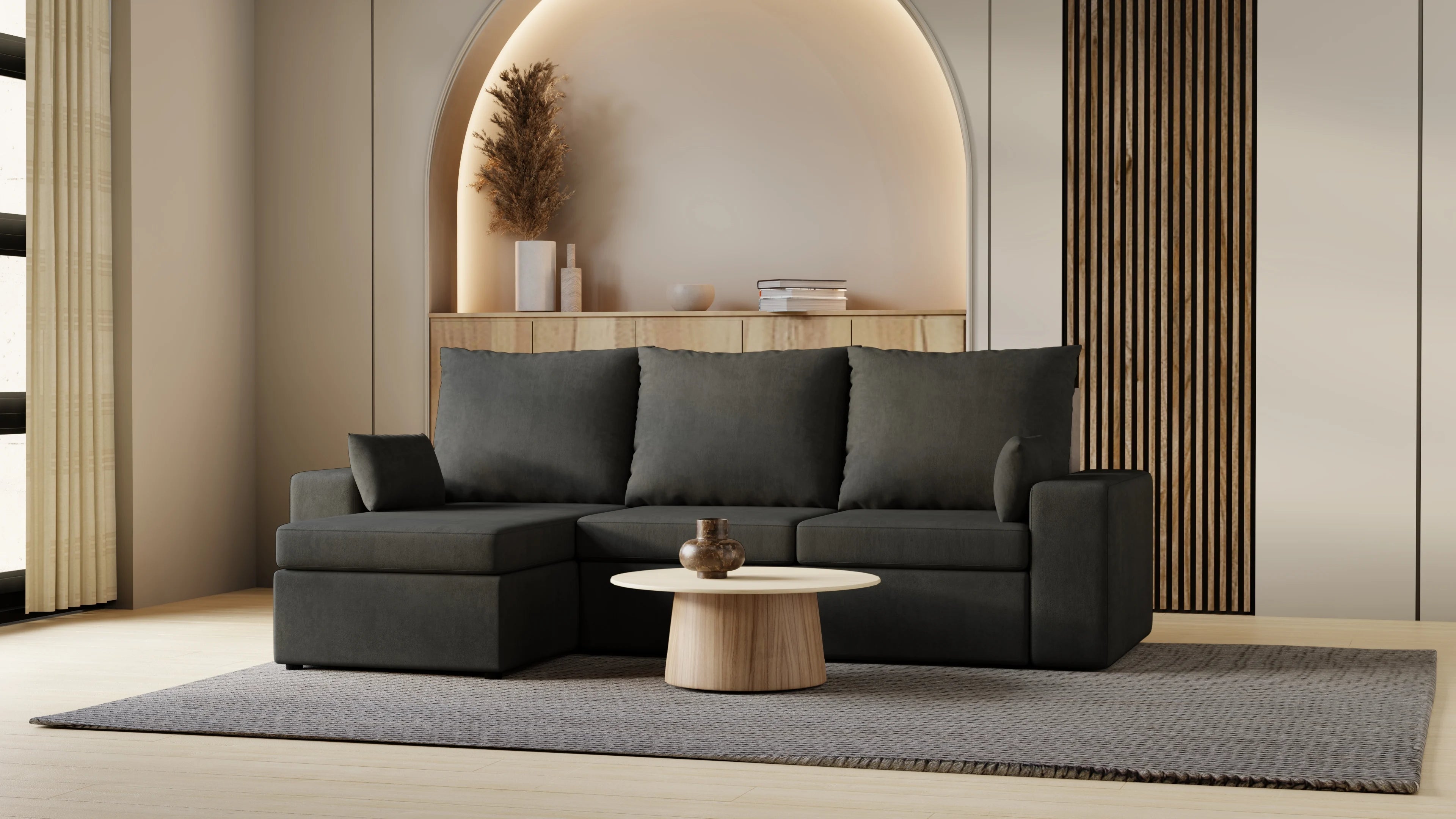 Kubo narożnik do salonu – rozkładany, z pojemnikiem