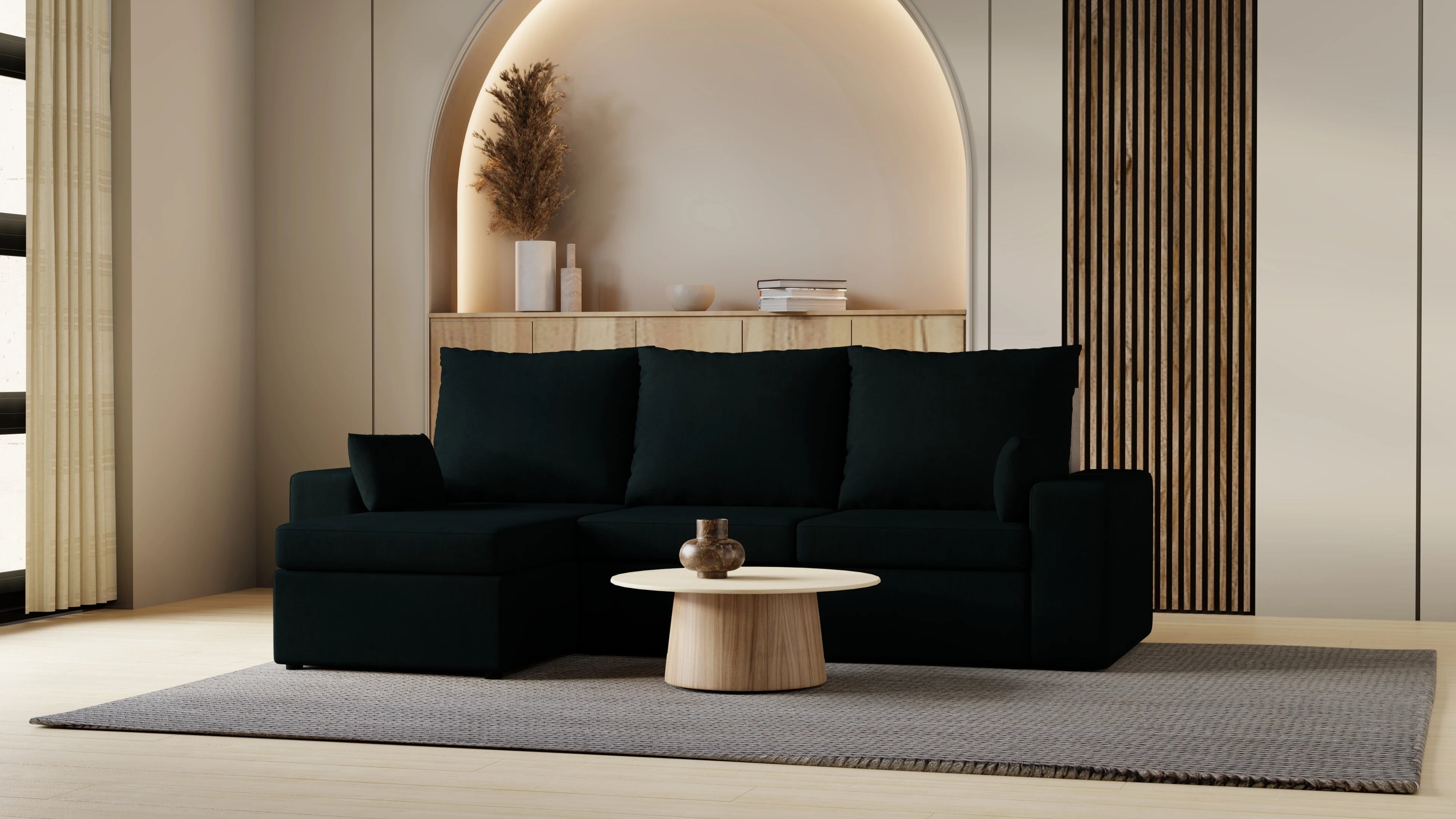 Kubo narożnik do salonu – rozkładany, z pojemnikiem