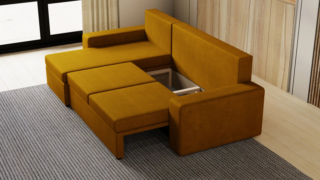 Kubo narożnik do salonu – rozkładany, z pojemnikiem