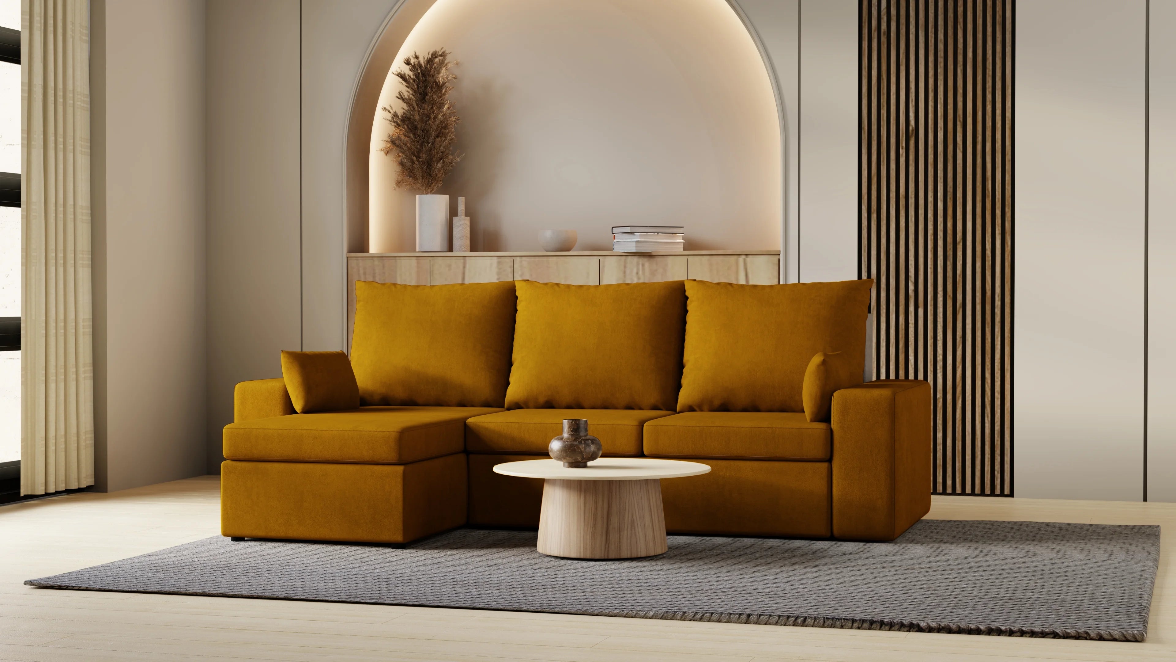 Kubo narożnik do salonu – rozkładany, z pojemnikiem