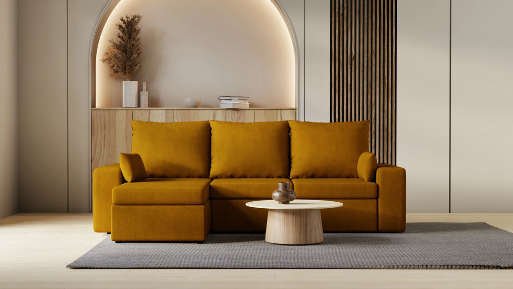 Kubo narożnik do salonu – rozkładany, z pojemnikiem