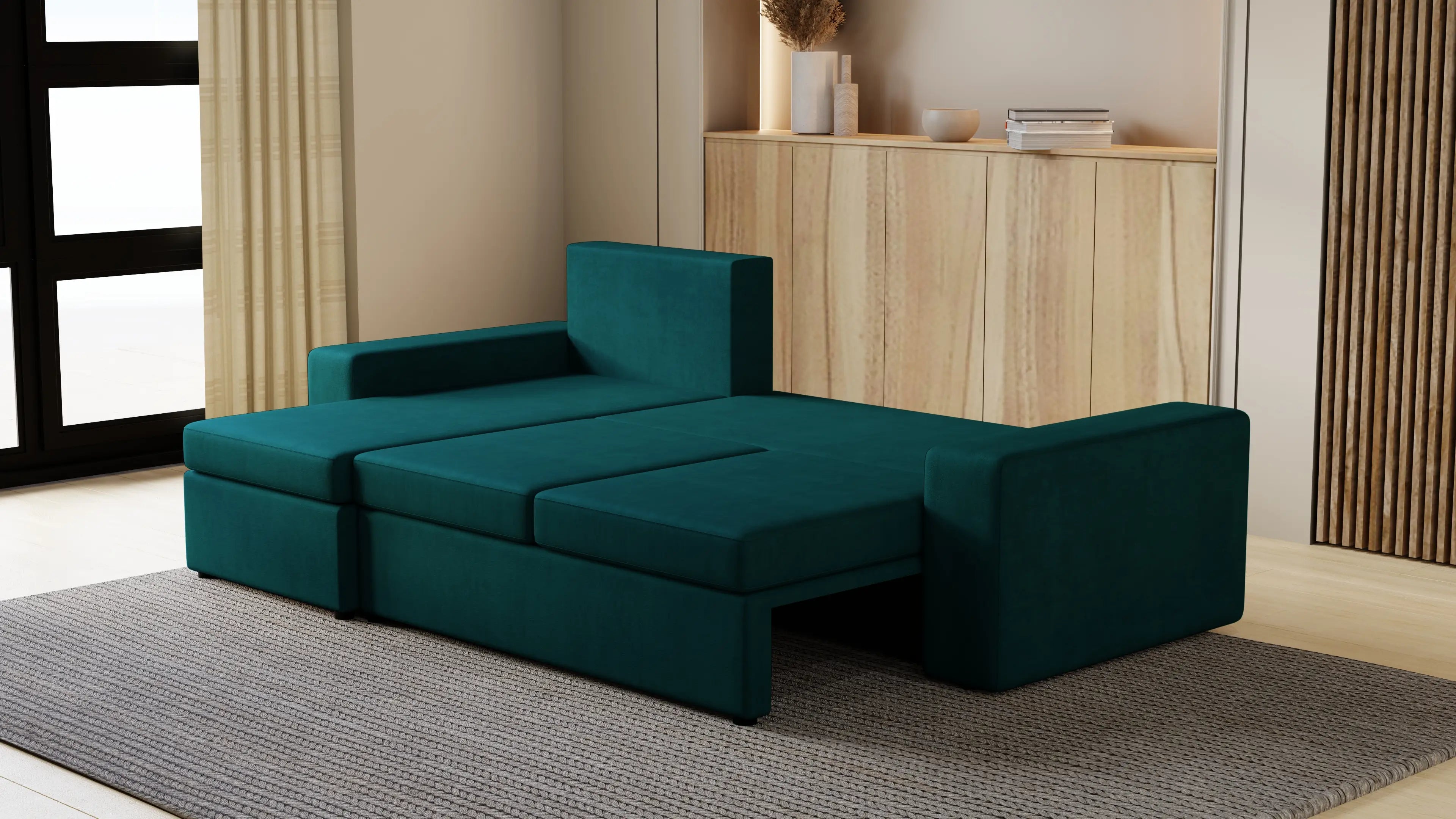 Kubo narożnik do salonu – rozkładany, z pojemnikiem