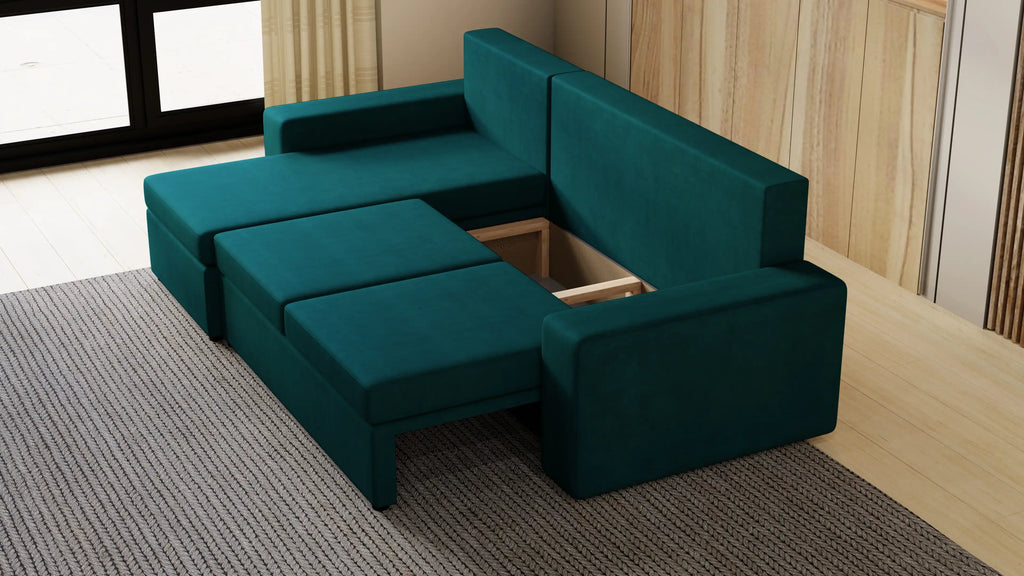 Kubo narożnik do salonu – rozkładany, z pojemnikiem