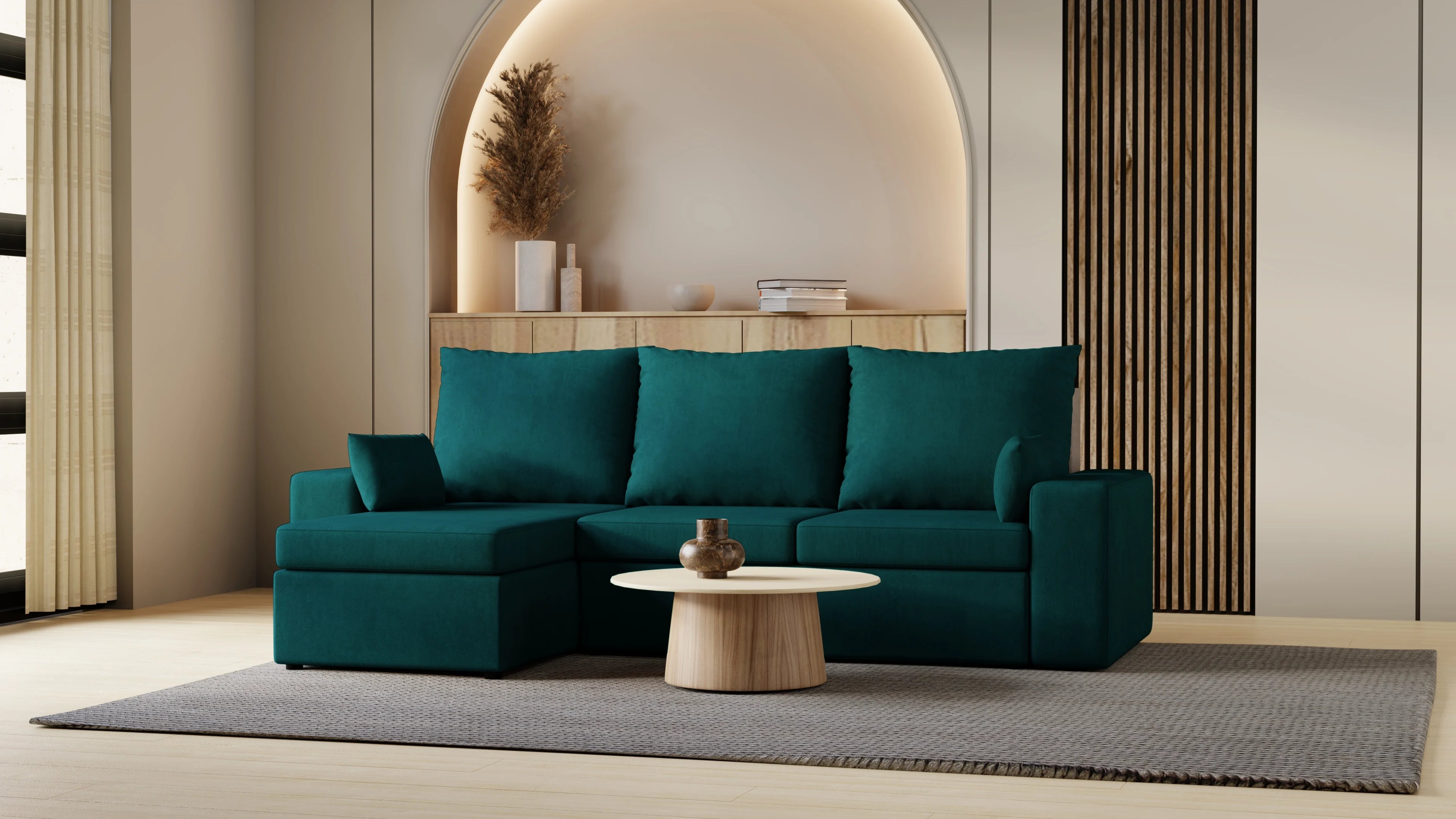 Kubo narożnik do salonu – rozkładany, z pojemnikiem