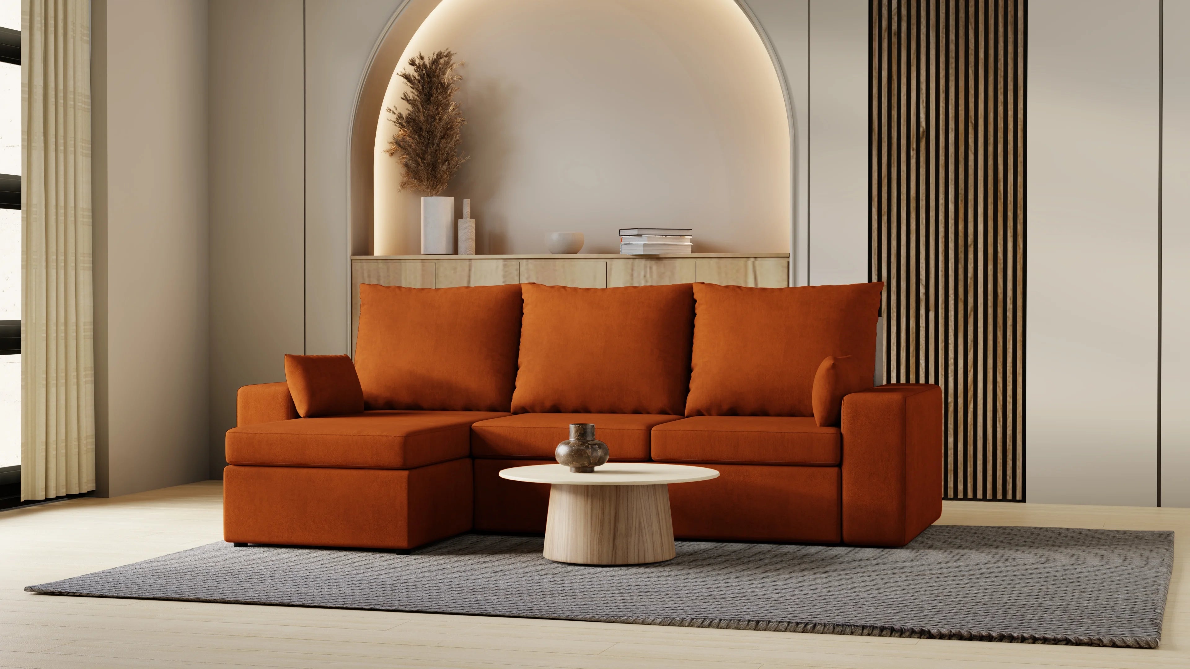 Kubo narożnik do salonu – rozkładany, z pojemnikiem