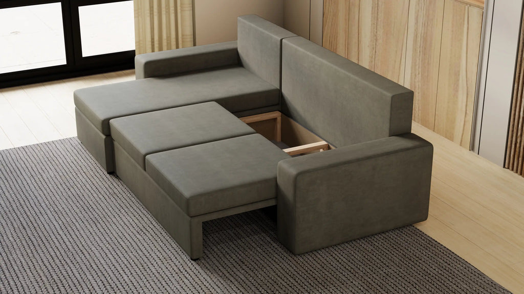 Kubo narożnik do salonu – rozkładany, z pojemnikiem