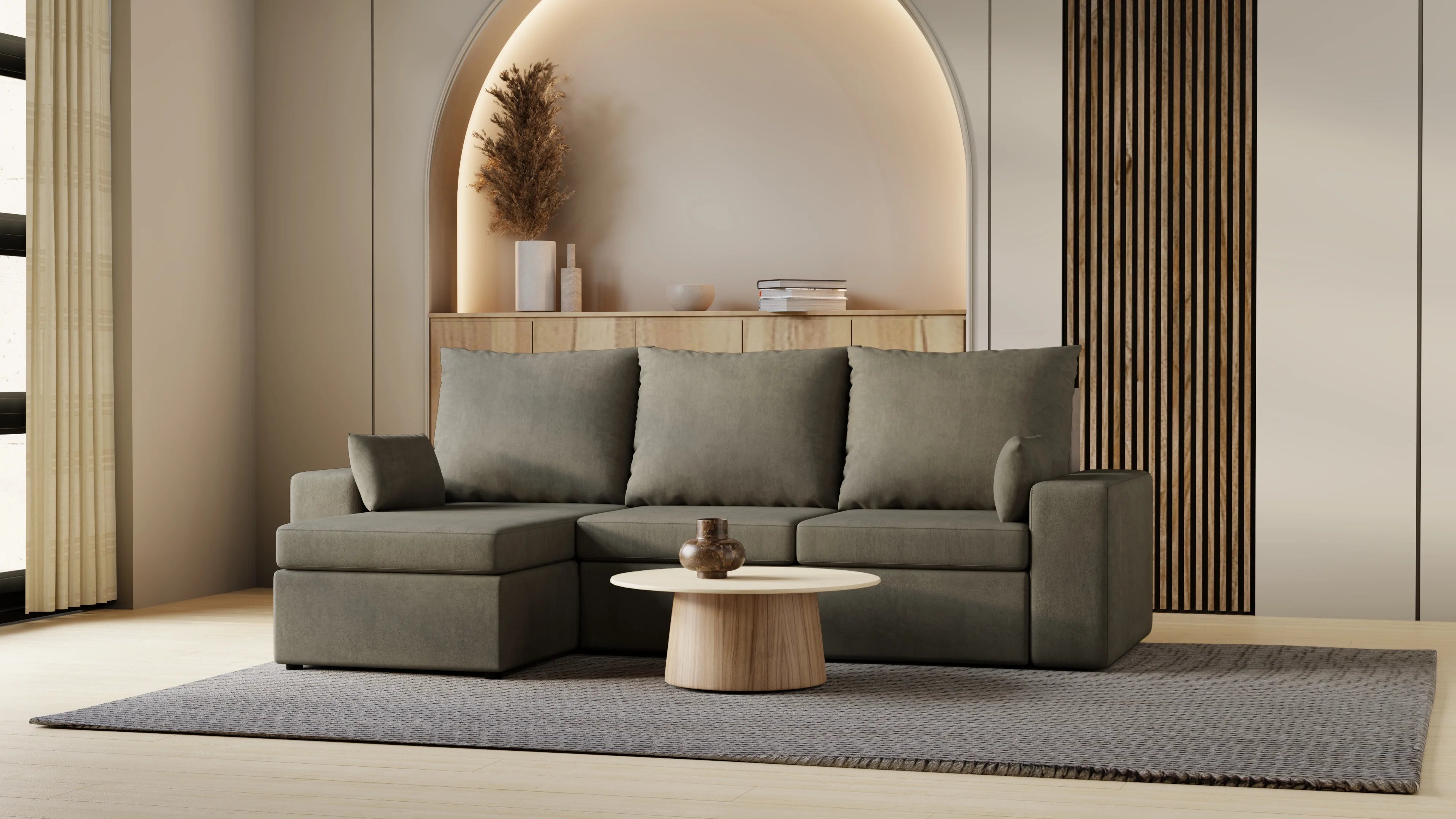 Kubo narożnik do salonu – rozkładany, z pojemnikiem