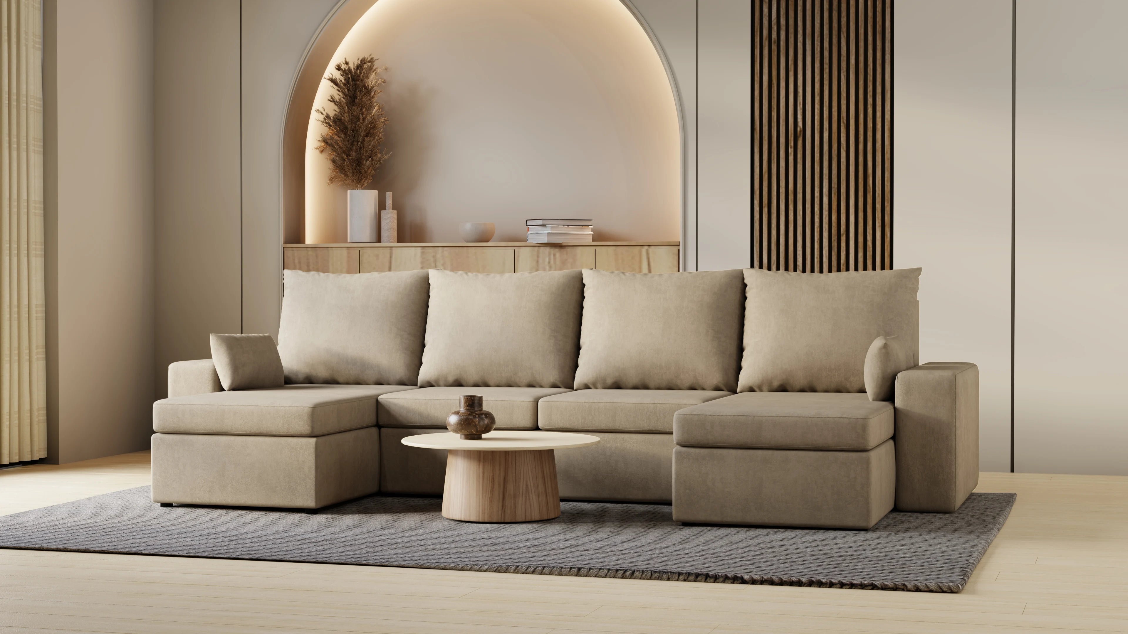 Narożnik Kubo U – pojemnik na pościel i duża powierzchnia spania