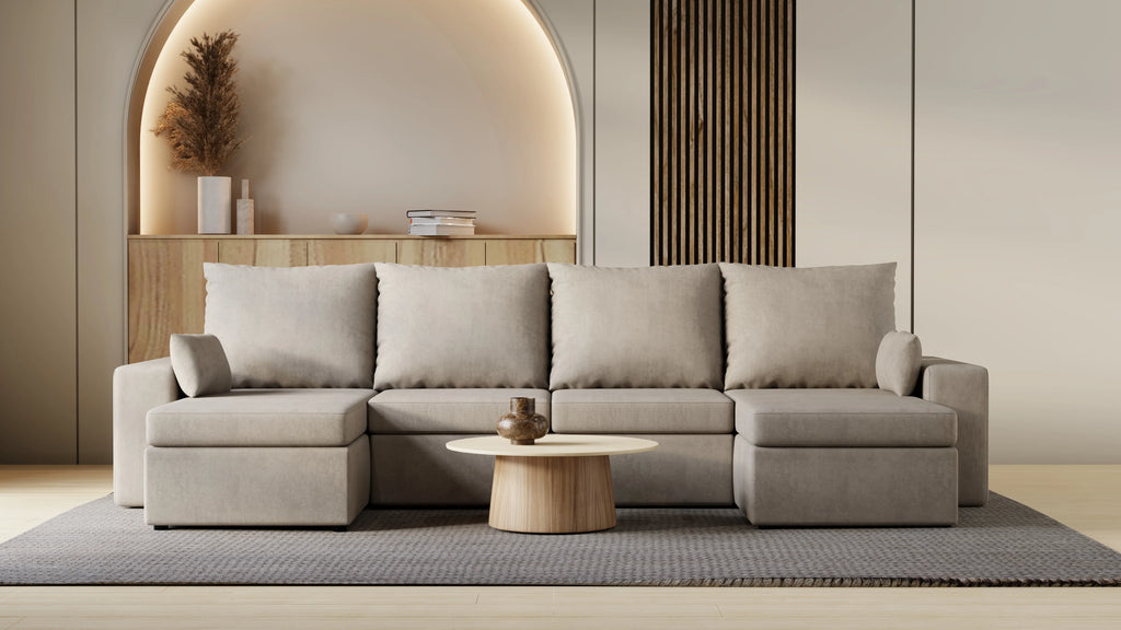 Narożnik Kubo U – pojemnik na pościel i duża powierzchnia spania