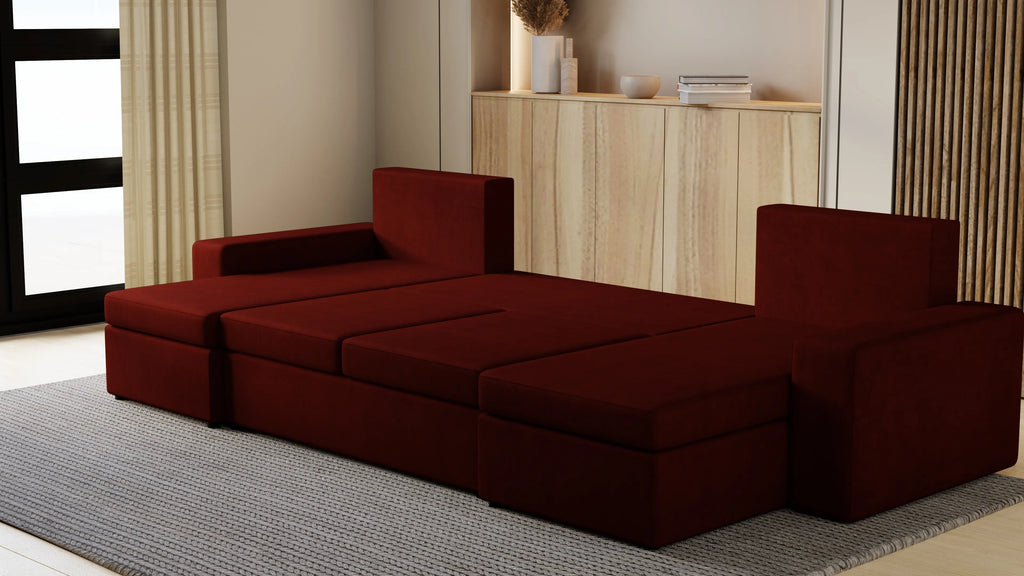 Narożnik Kubo U – pojemnik na pościel i duża powierzchnia spania