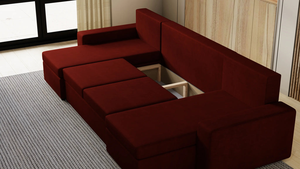 Narożnik Kubo U – pojemnik na pościel i duża powierzchnia spania