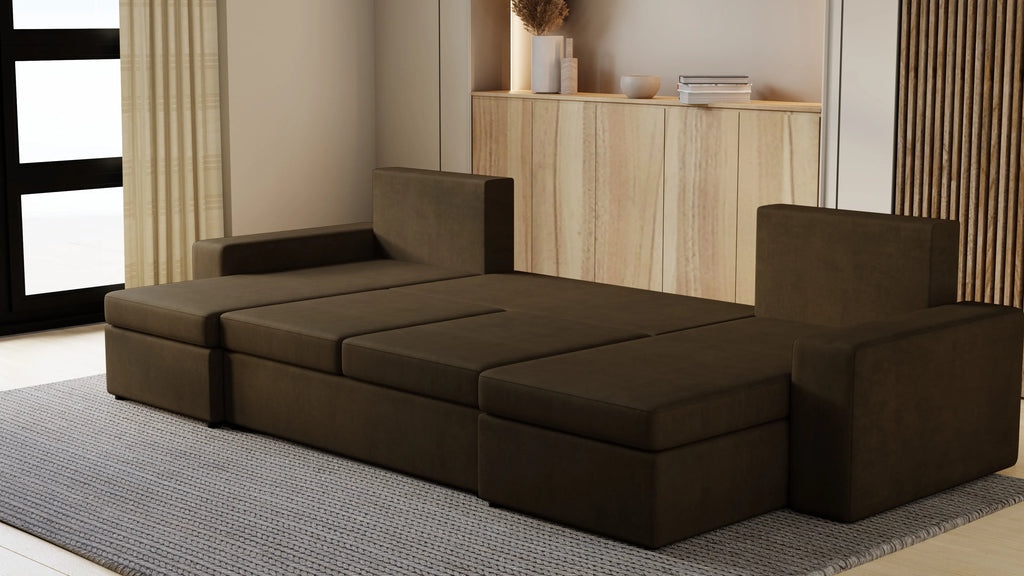 Narożnik Kubo U – pojemnik na pościel i duża powierzchnia spania