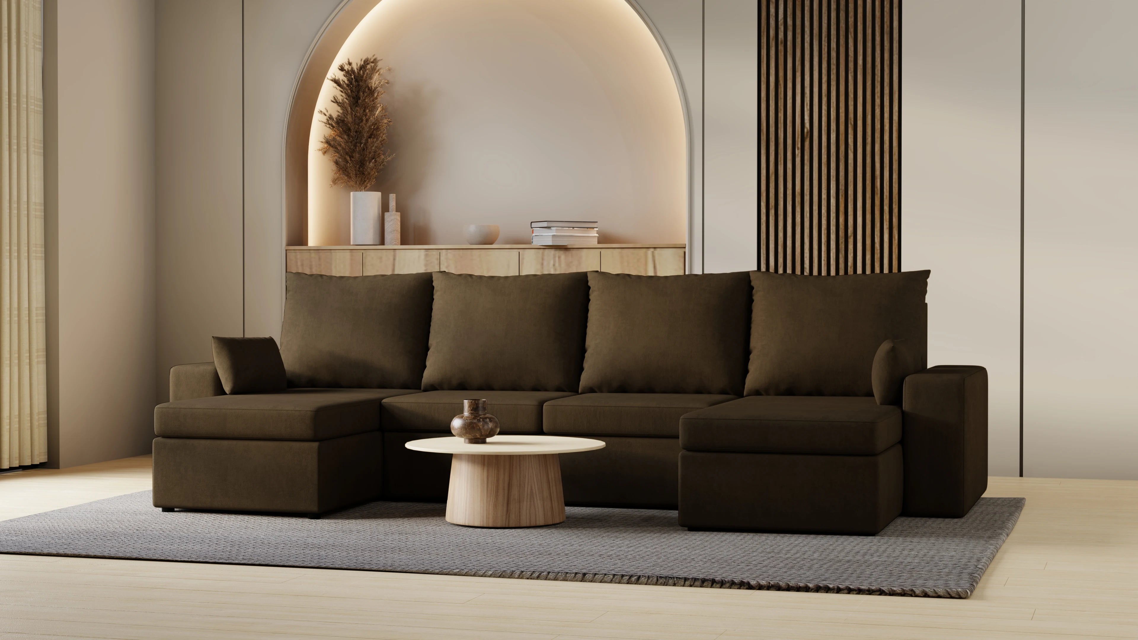 Narożnik Kubo U – pojemnik na pościel i duża powierzchnia spania