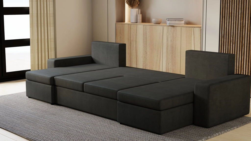 Narożnik Kubo U – pojemnik na pościel i duża powierzchnia spania