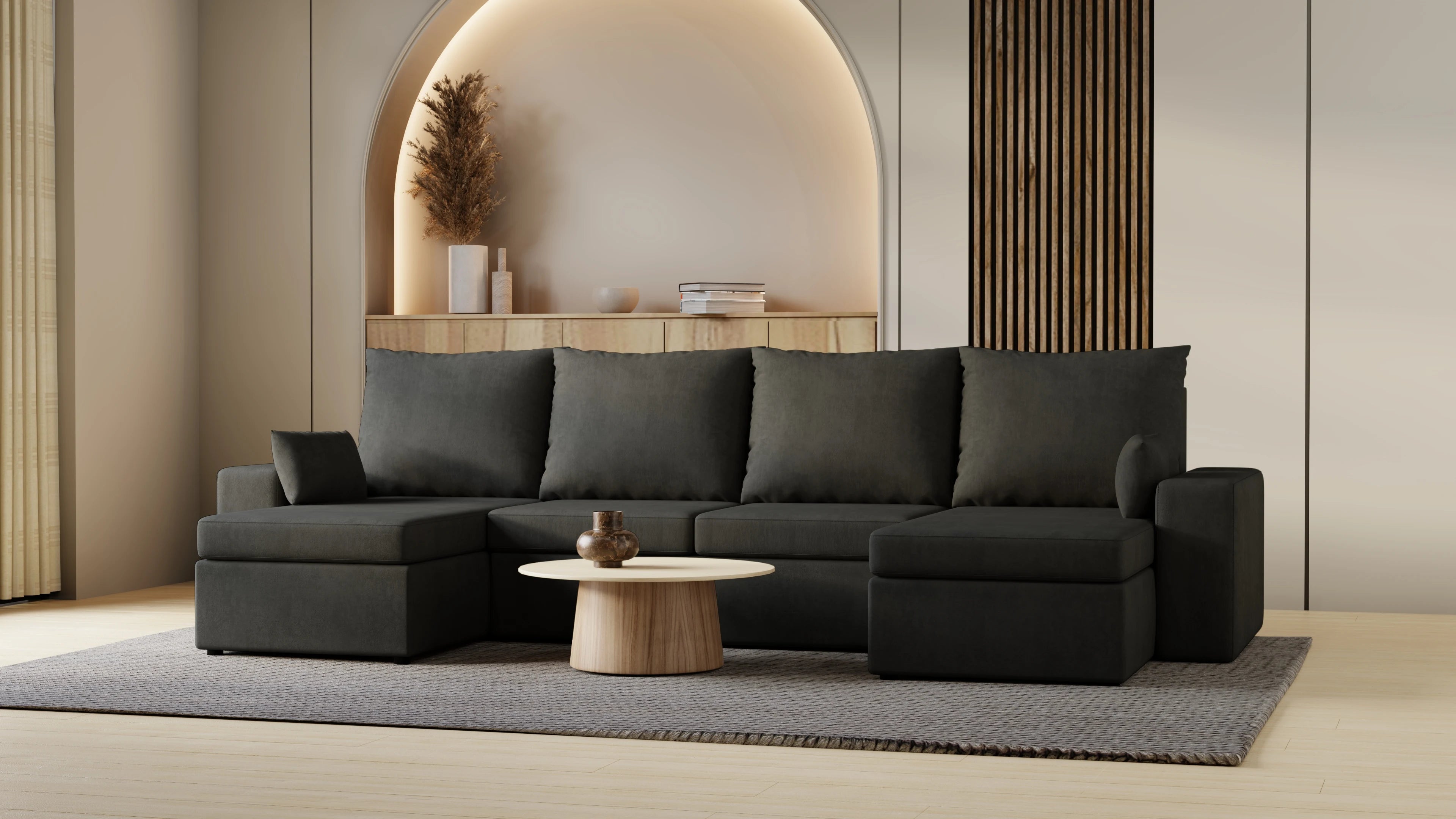 Narożnik Kubo U – pojemnik na pościel i duża powierzchnia spania