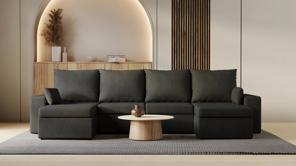 Narożnik Kubo U – pojemnik na pościel i duża powierzchnia spania