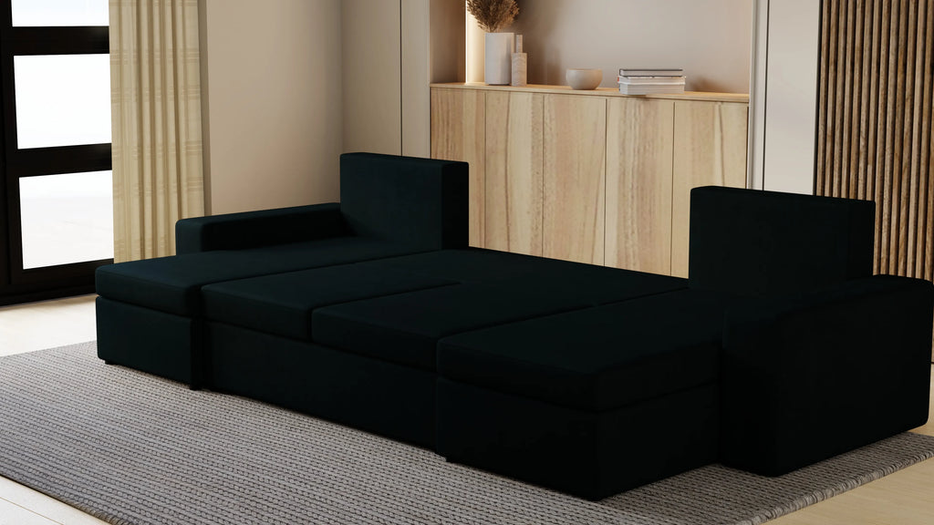 Narożnik Kubo U – pojemnik na pościel i duża powierzchnia spania