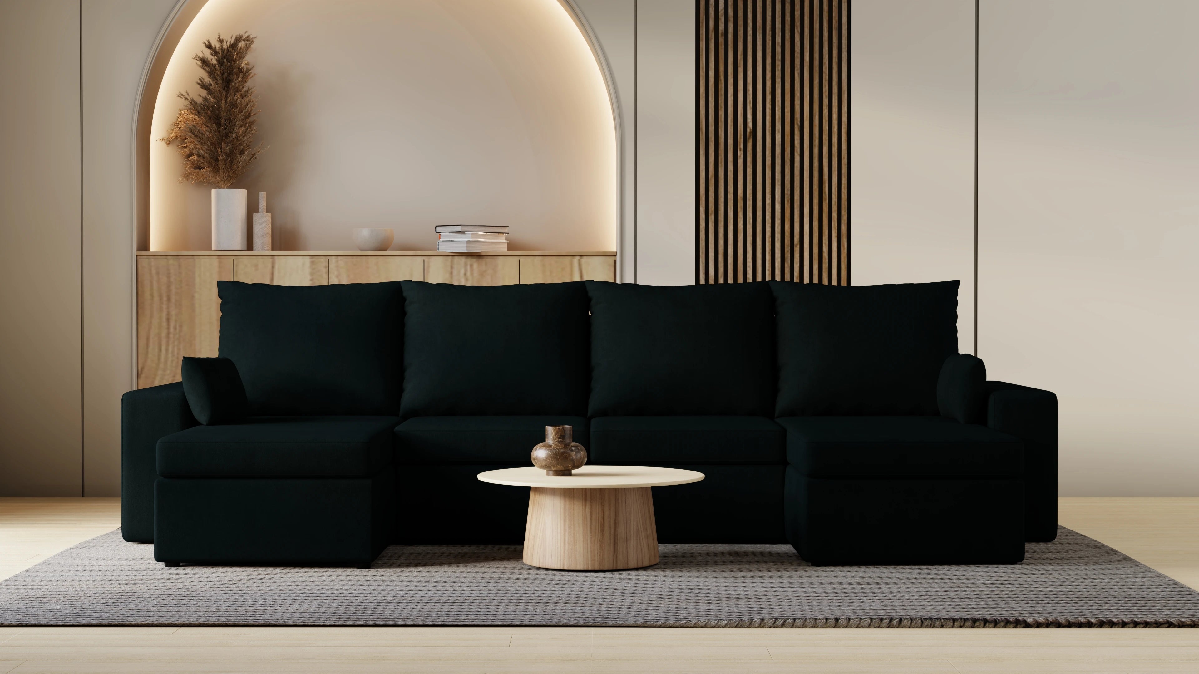 Narożnik Kubo U – pojemnik na pościel i duża powierzchnia spania