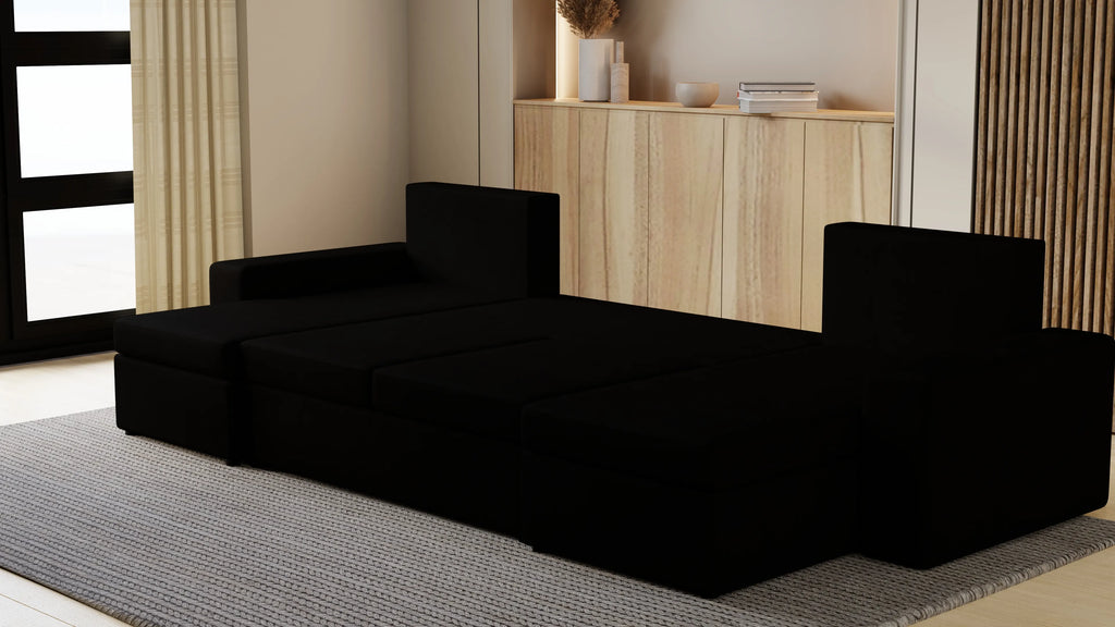 Narożnik Kubo U – pojemnik na pościel i duża powierzchnia spania