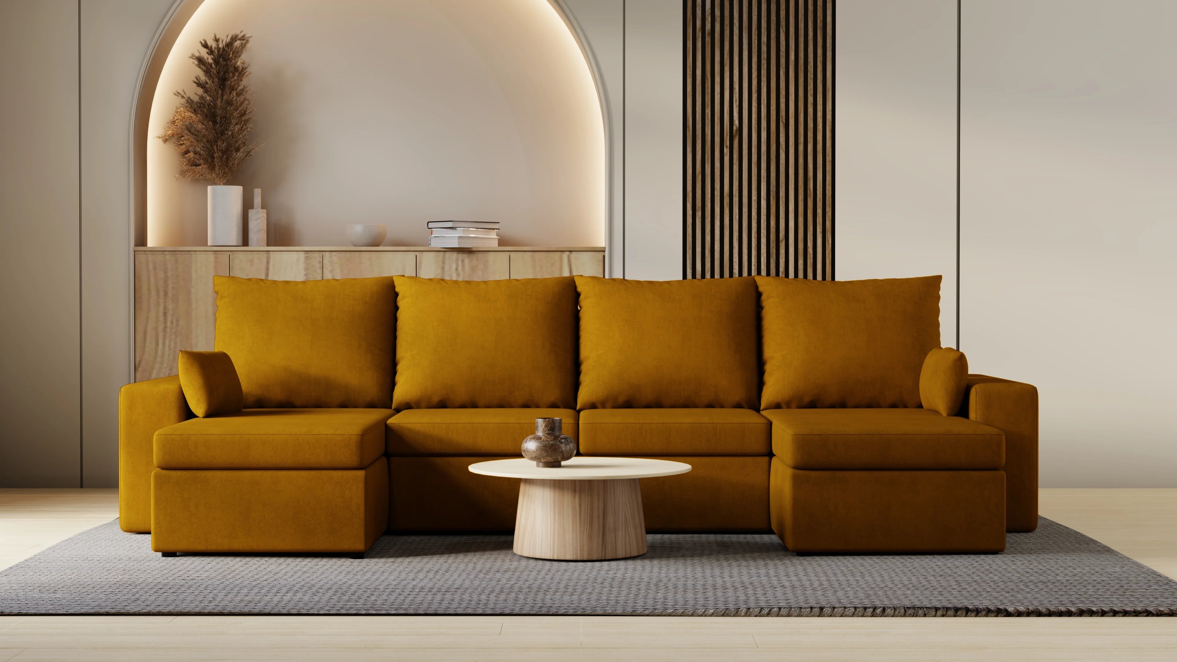 Narożnik Kubo U – pojemnik na pościel i duża powierzchnia spania