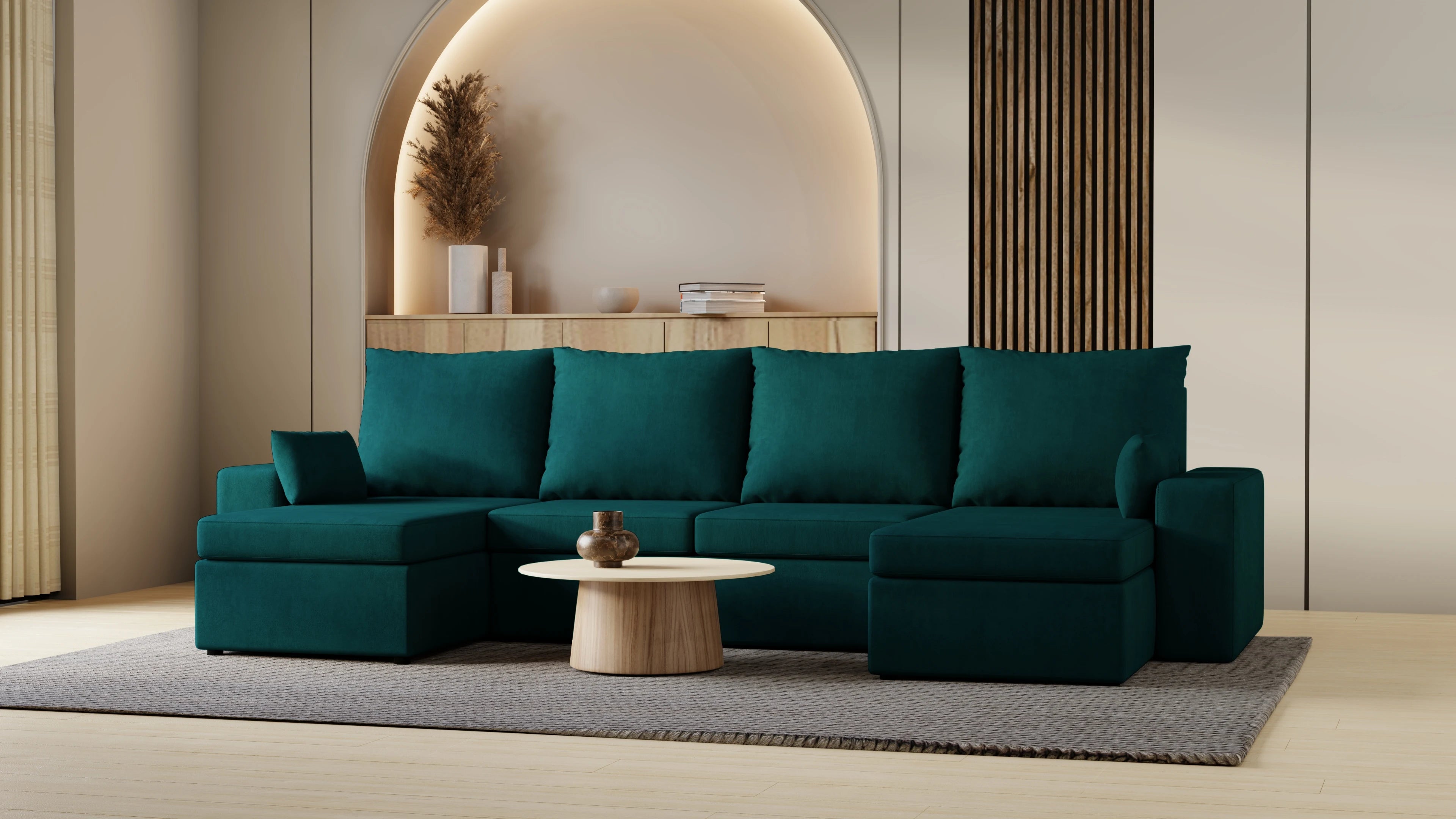 Narożnik Kubo U – pojemnik na pościel i duża powierzchnia spania