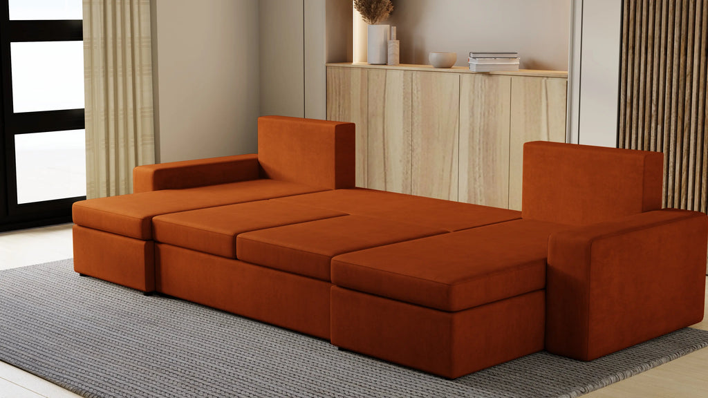 Narożnik Kubo U – pojemnik na pościel i duża powierzchnia spania