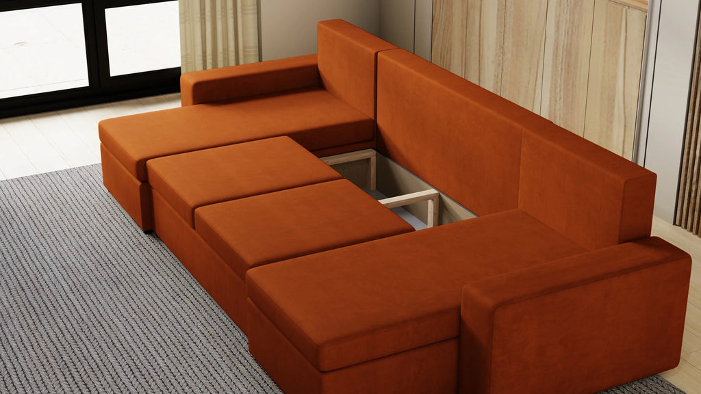 Narożnik Kubo U – pojemnik na pościel i duża powierzchnia spania