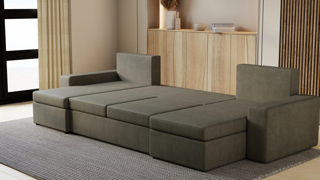 Narożnik Kubo U – pojemnik na pościel i duża powierzchnia spania