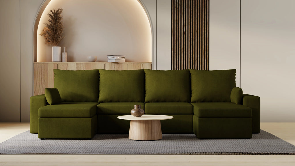 Narożnik Kubo U – pojemnik na pościel i duża powierzchnia spania