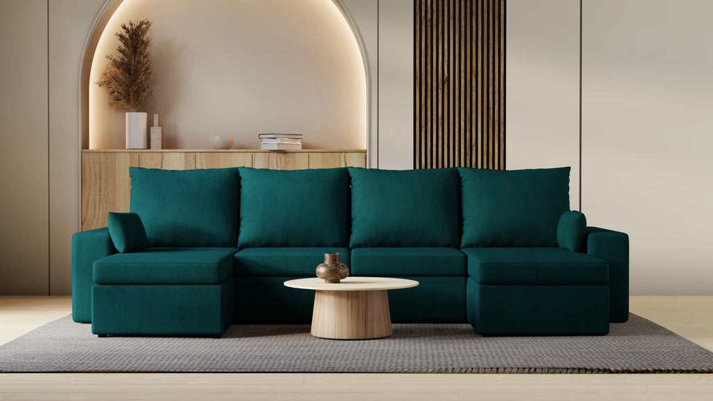 Narożnik Kubo U – pojemnik na pościel i duża powierzchnia spania