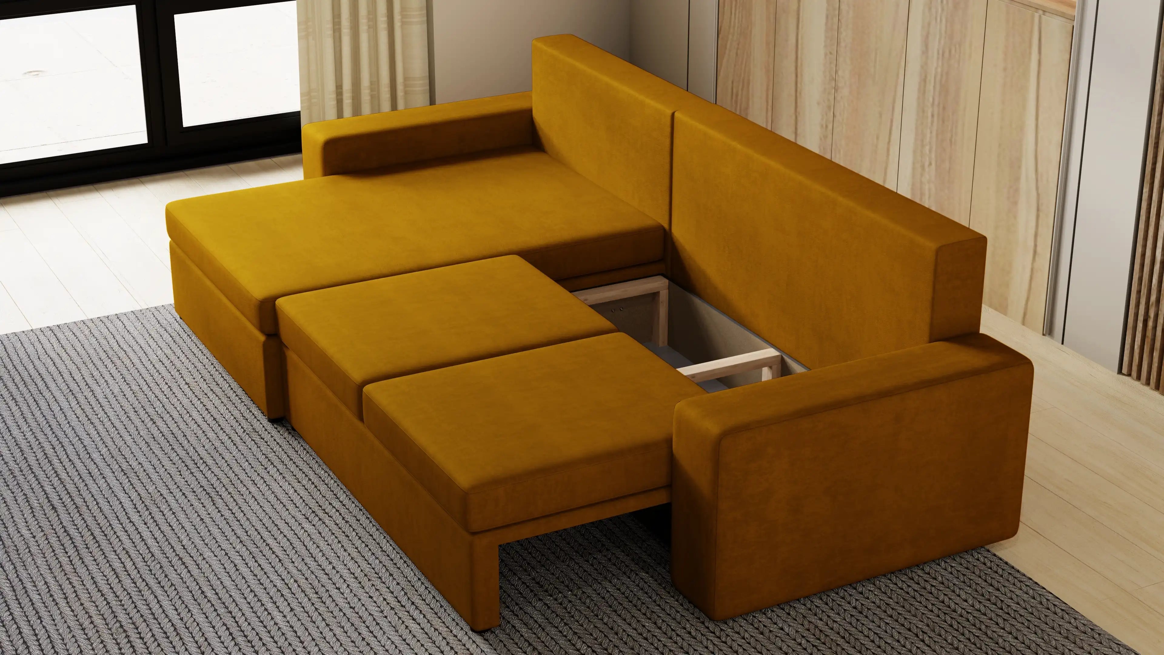 Kubo XL narożnik do salonu – rozkładany, z pojemnikiem