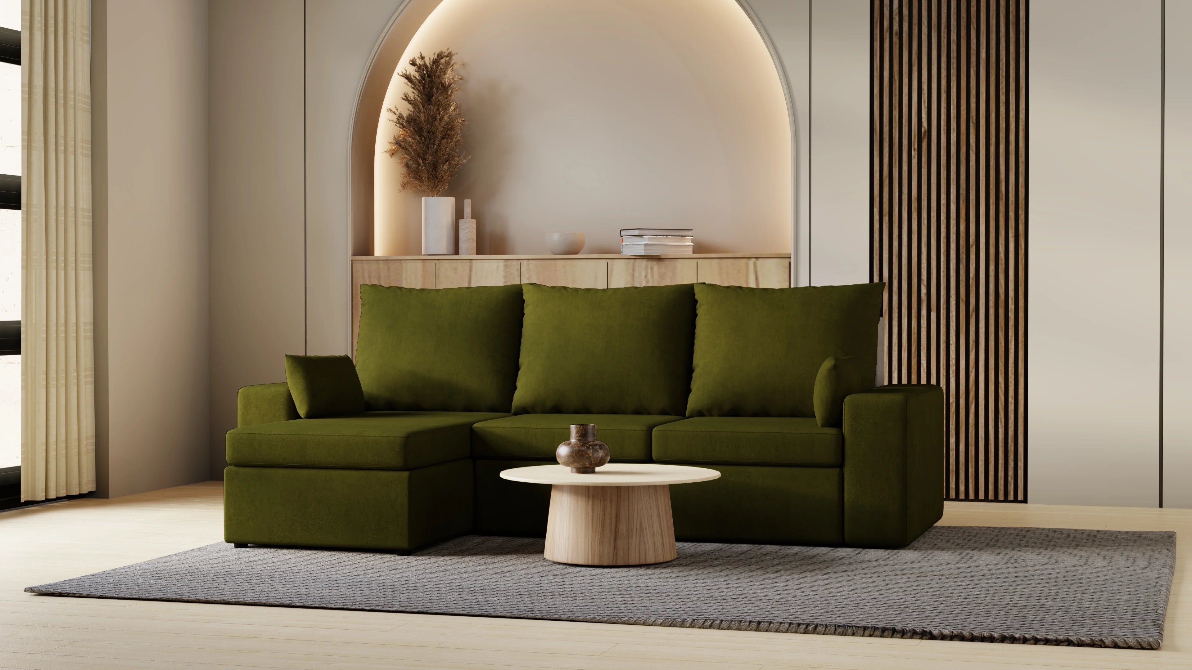 Kubo narożnik do salonu – rozkładany, z pojemnikiem