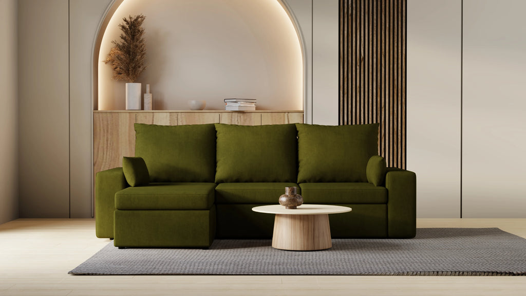 Kubo narożnik do salonu – rozkładany, z pojemnikiem