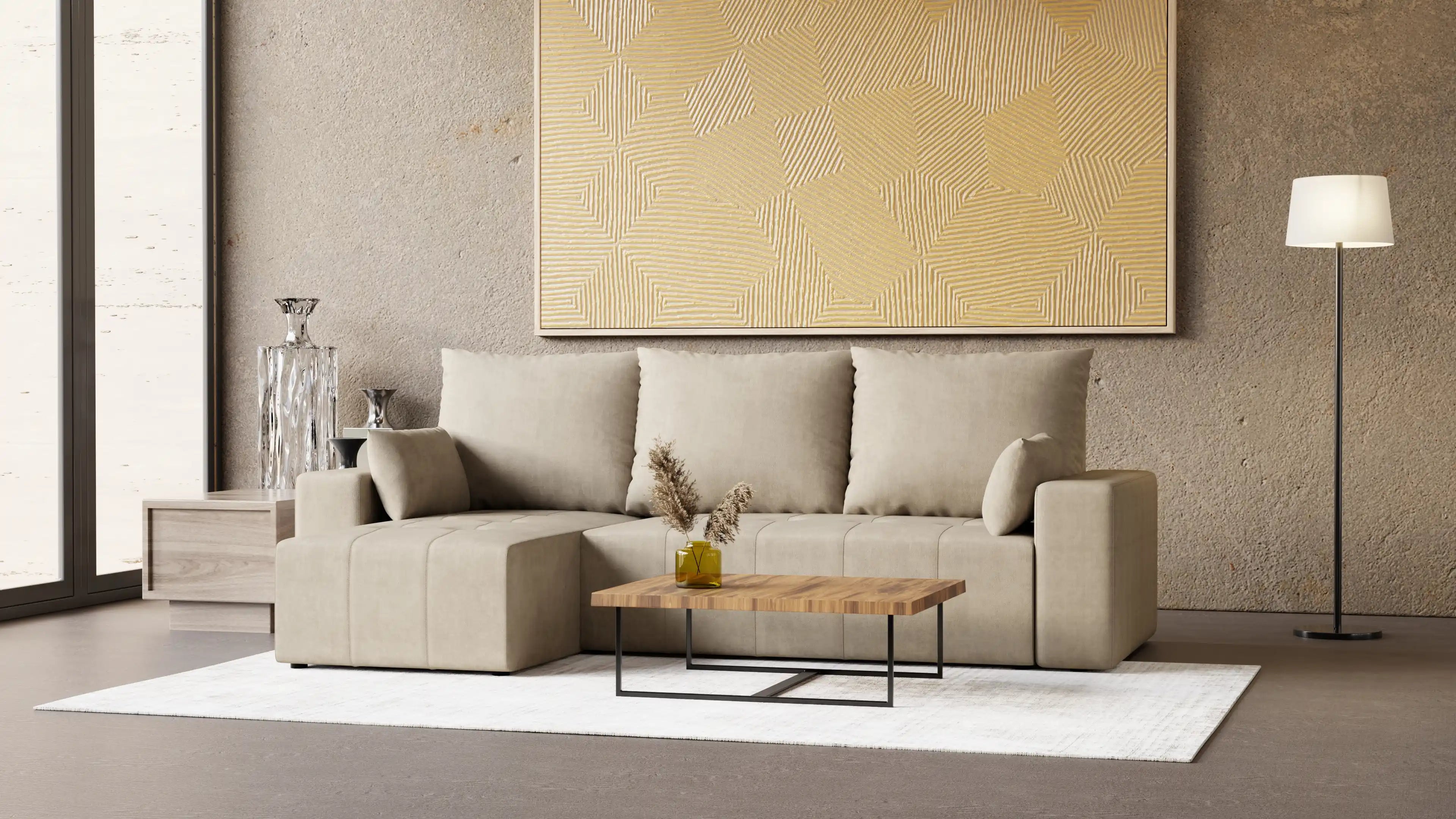 LUMO – narożnik rozkładany L, uniwersalny, z pojemnikiem na pościel