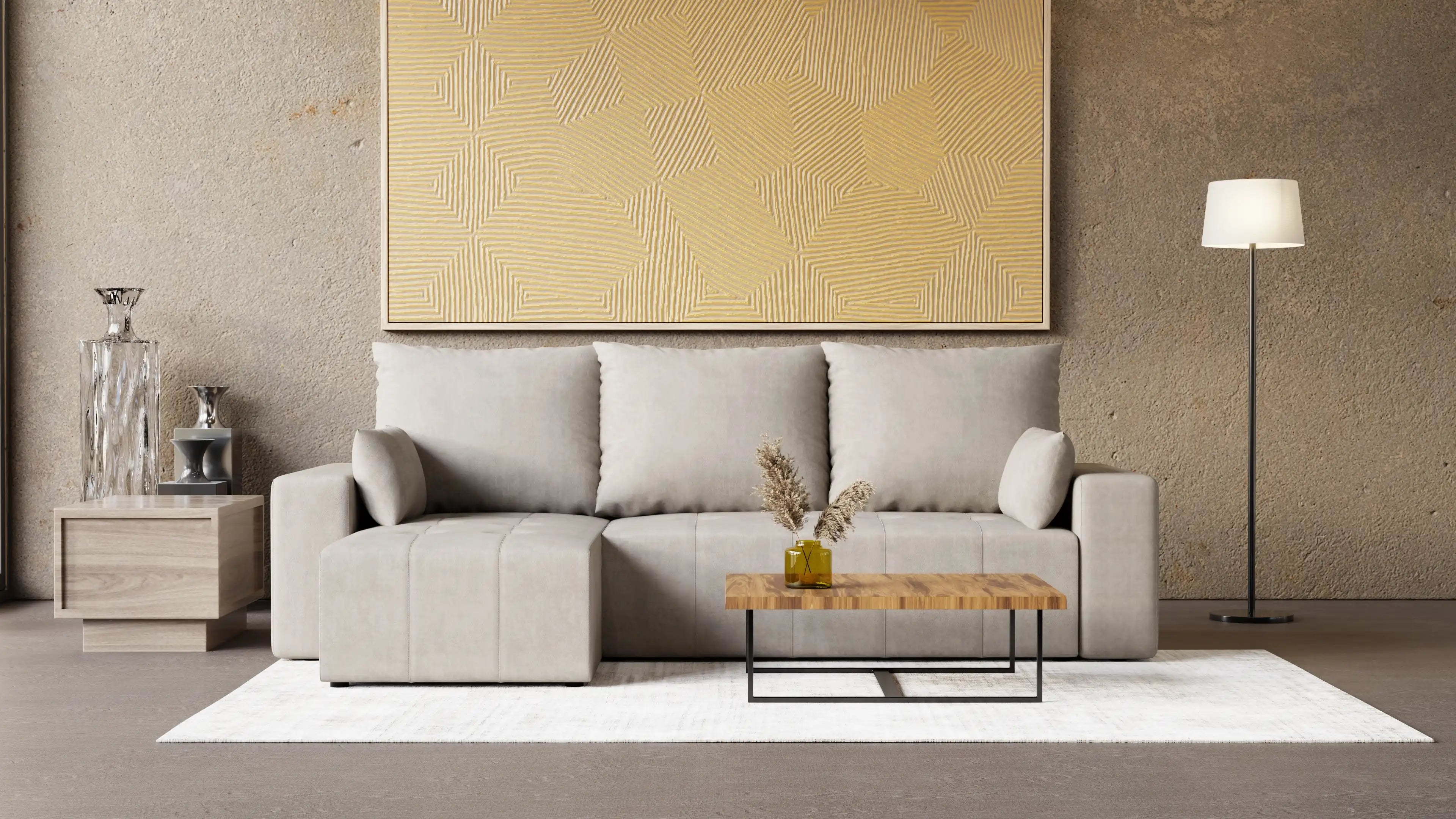 LUMO – narożnik rozkładany L, uniwersalny, z pojemnikiem na pościel