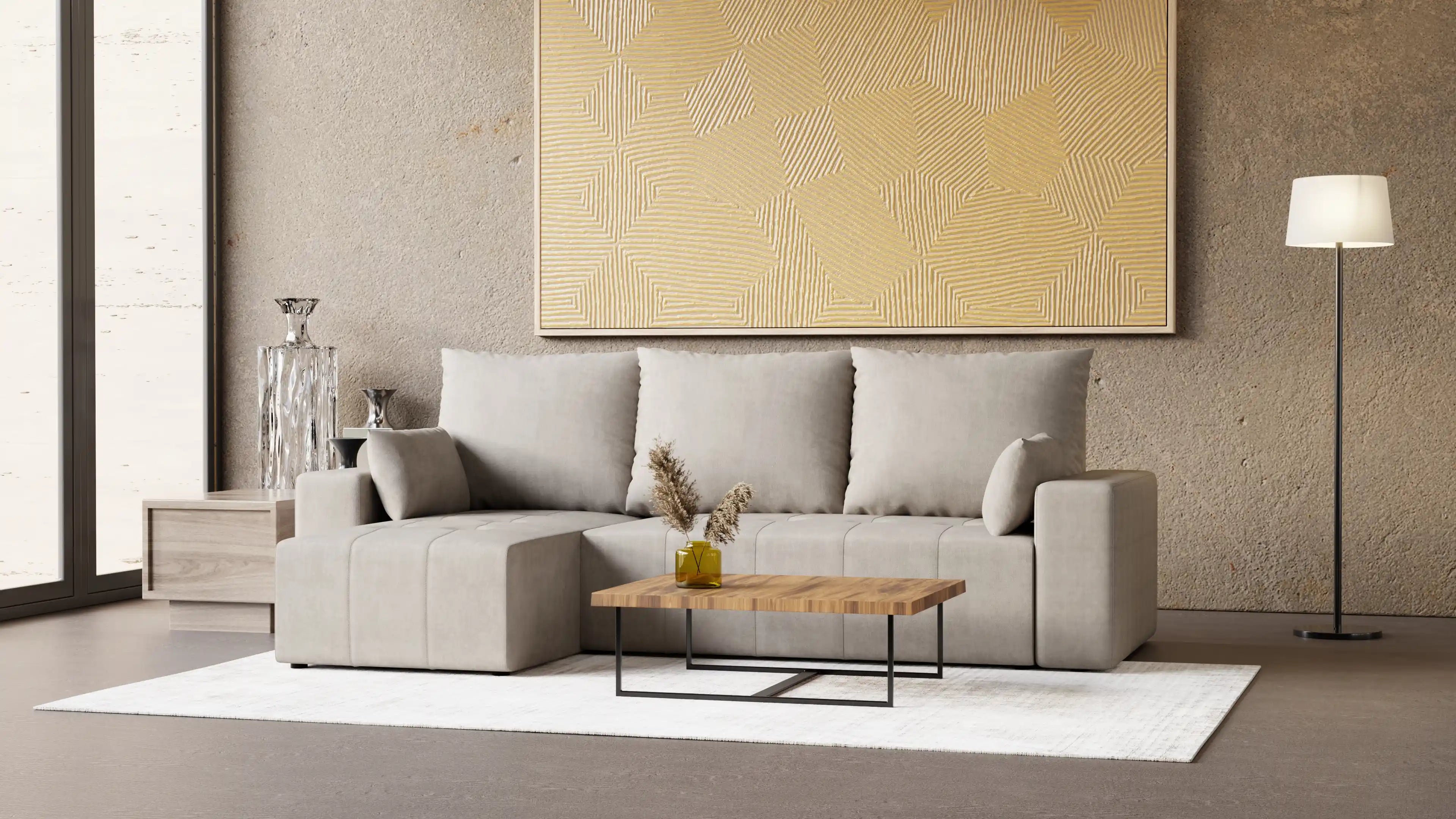 LUMO – narożnik rozkładany L, uniwersalny, z pojemnikiem na pościel